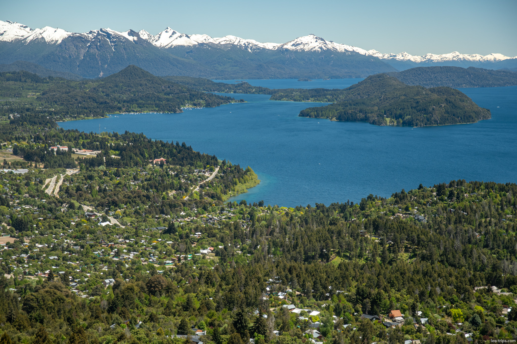 nahuel huapi lake aerial view bariloche cerro otto trail