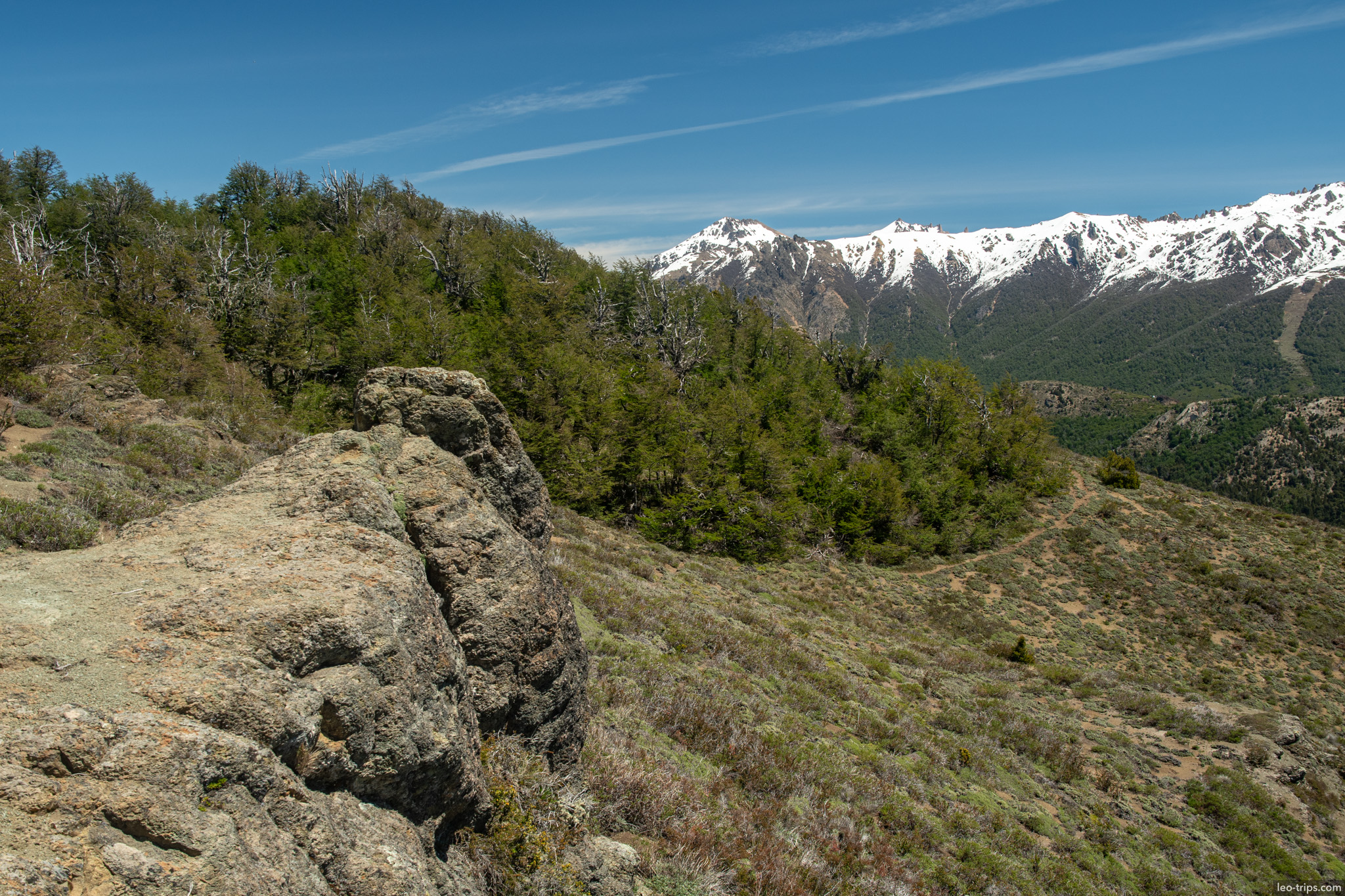 rocky outcrop andes mountain view cerro otto trail
