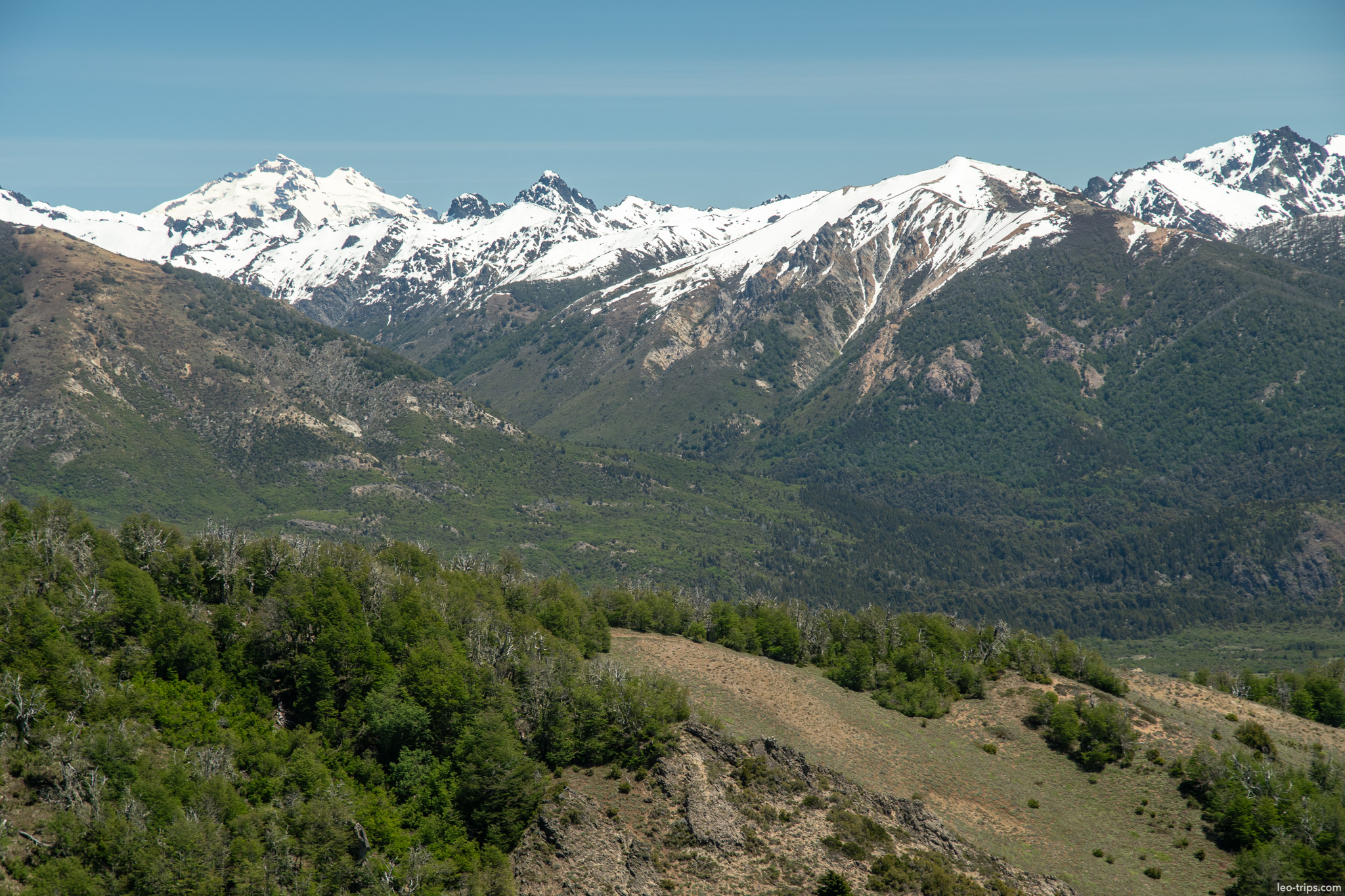 snow capped mountain range panorama cerro otto trail