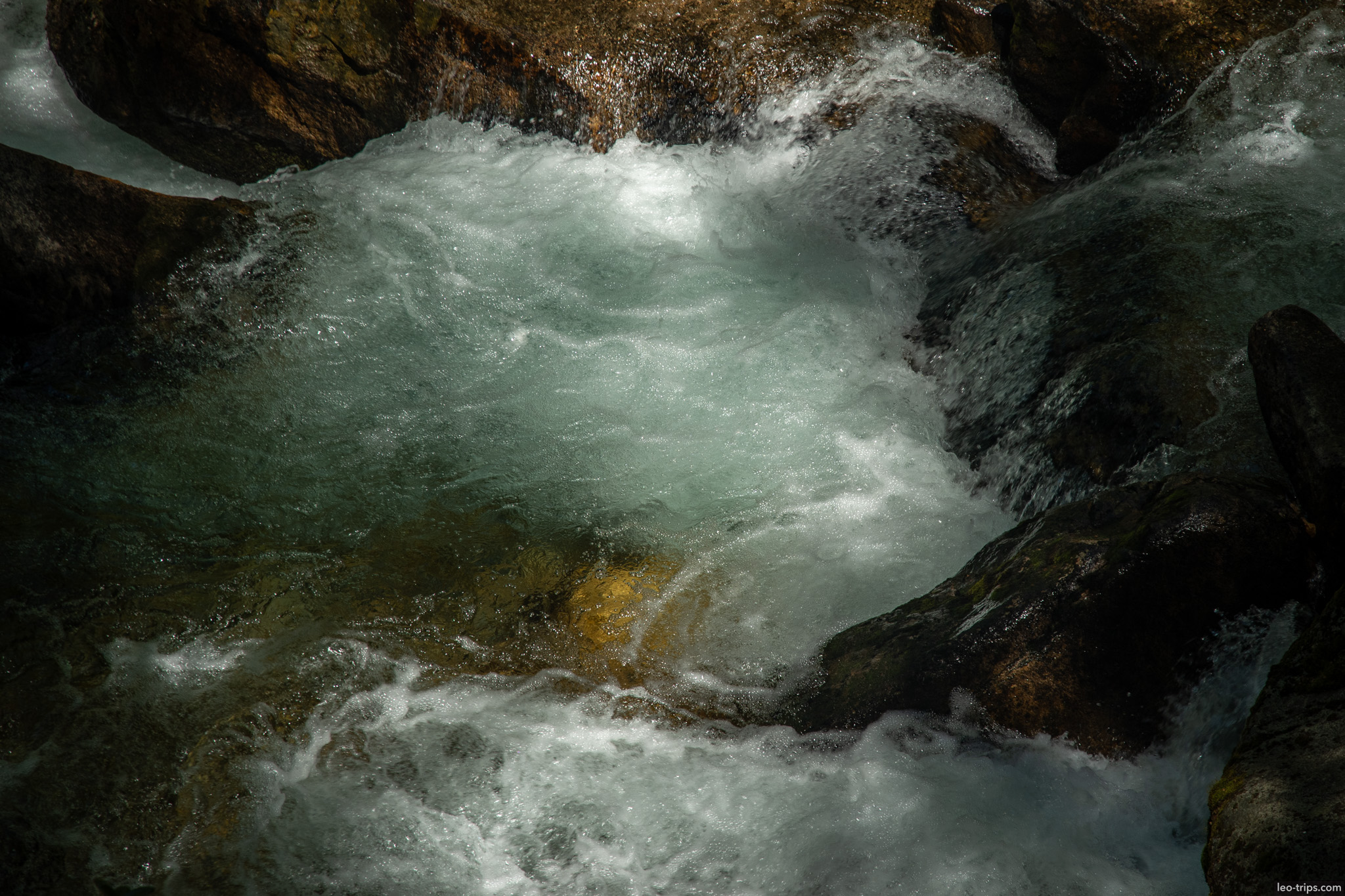 rushing stream water over rocks frey refuge trail