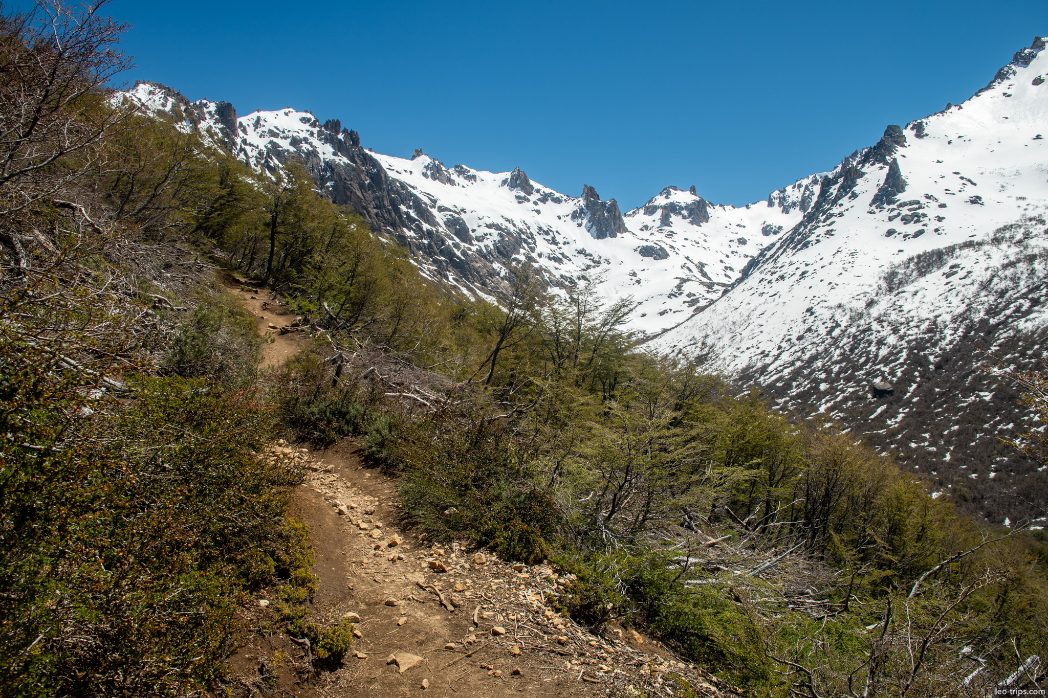 trail leading to snowy cirque frey refuge trail