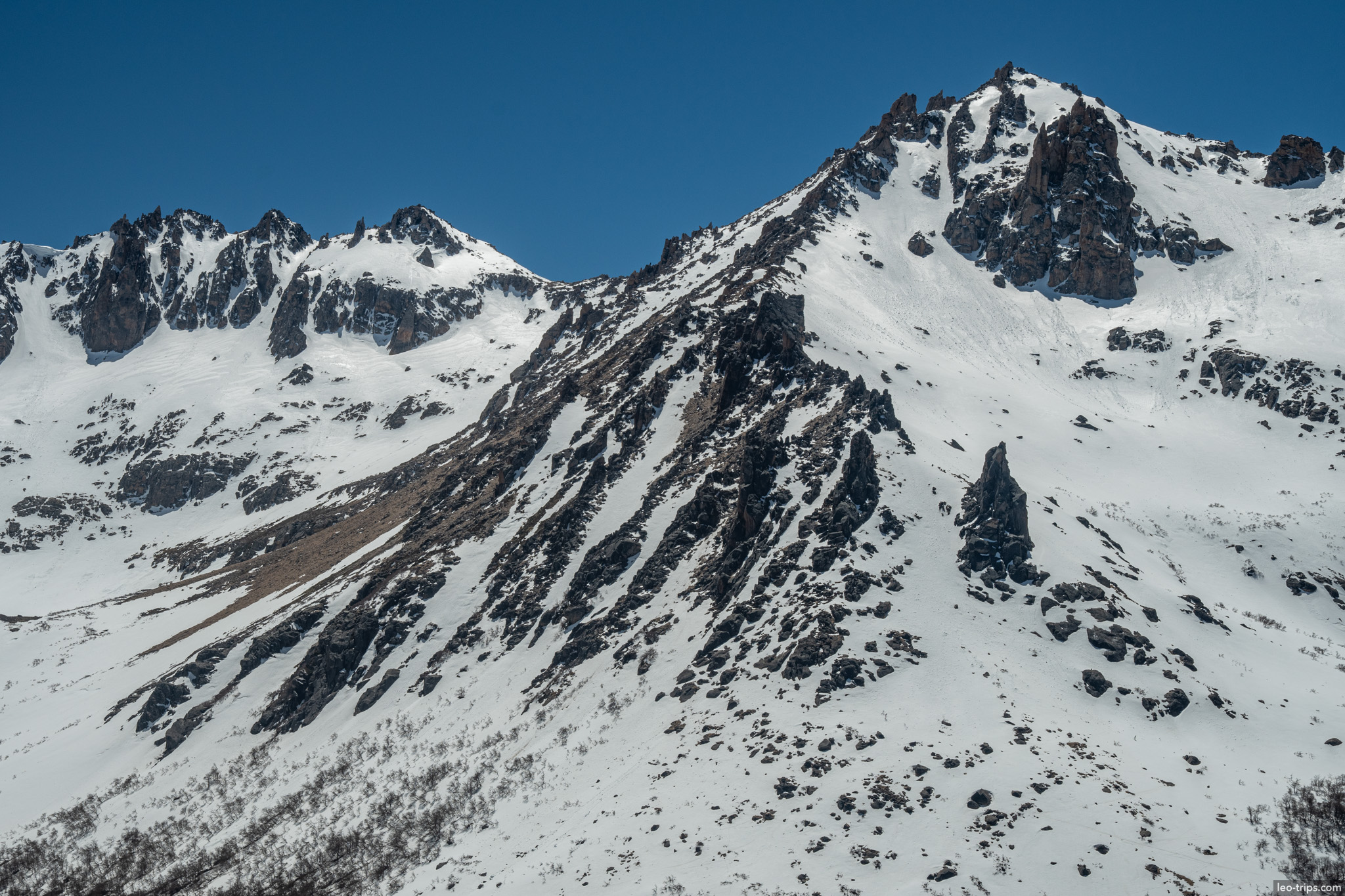 twin peaks snowy ridge panorama frey refuge trail