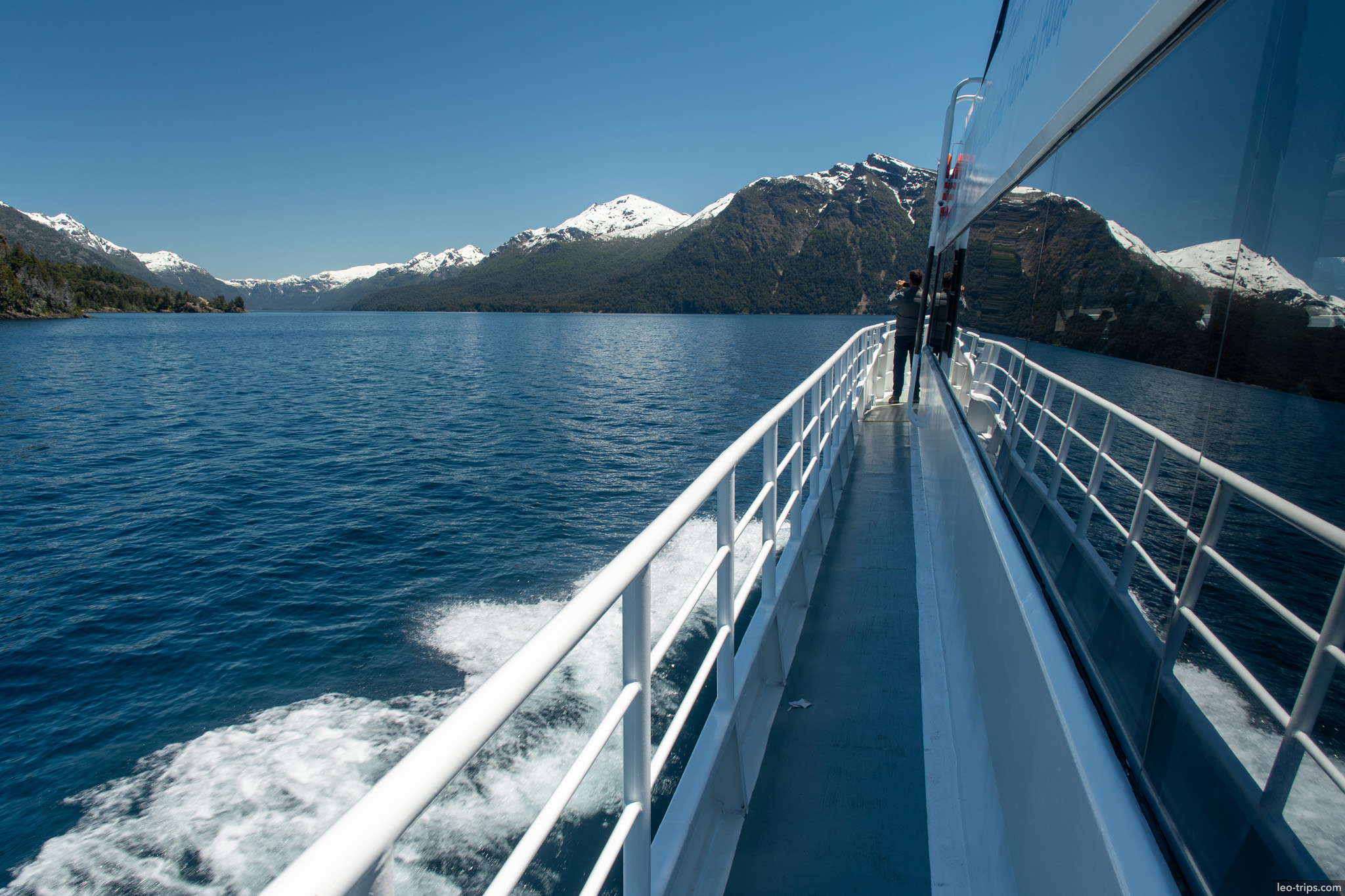 boat deck view of mountains puerto blest
