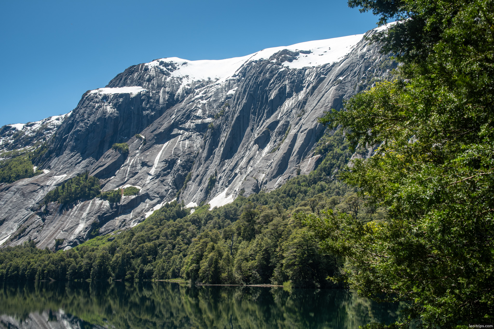 glacier carved granite mountain wall puerto blest
