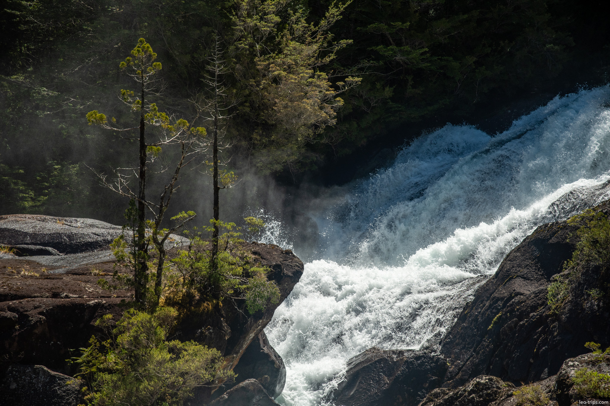 powerful waterfall with mist puerto blest