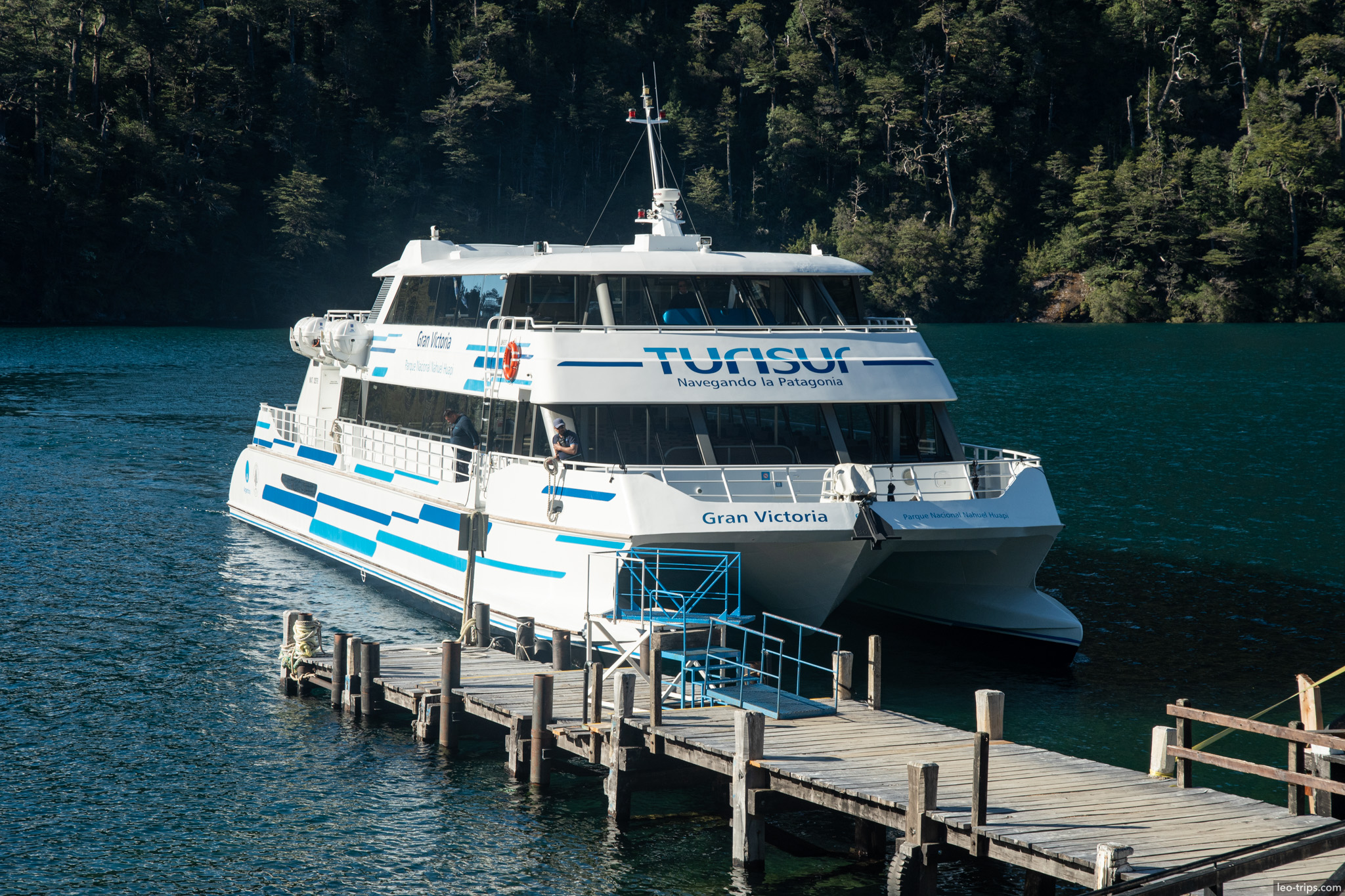 tourist catamaran docked at pier puerto blest