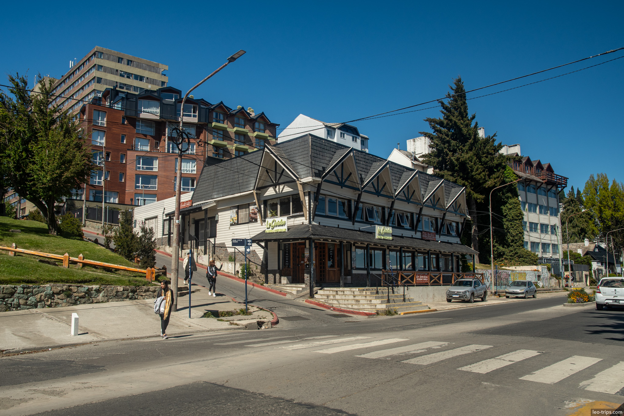 alpine style building street corner san carlos de bariloche