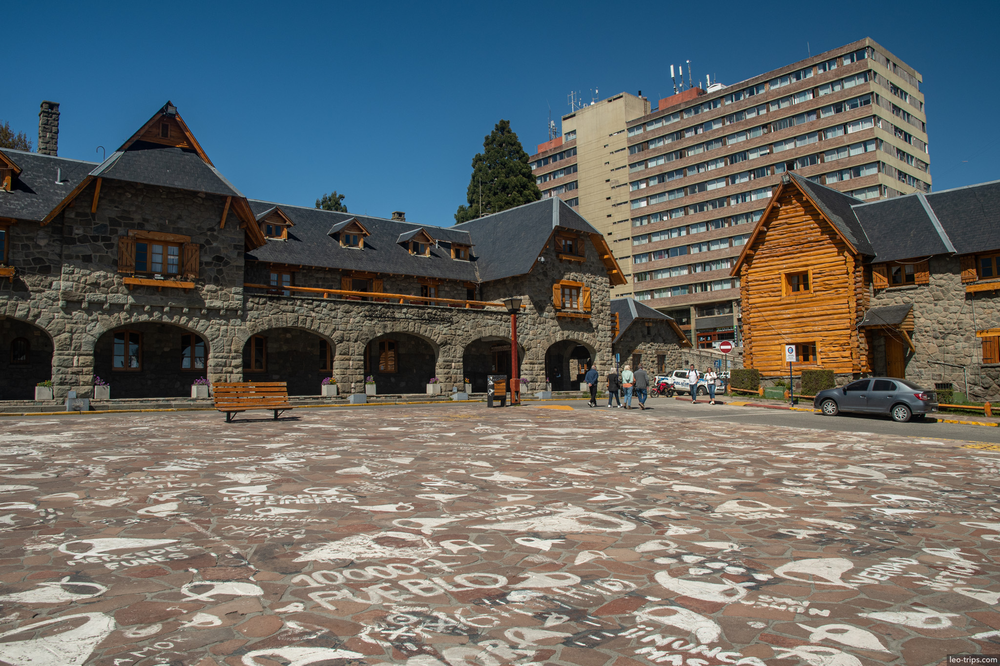 civic center plaza stone building san carlos de bariloche