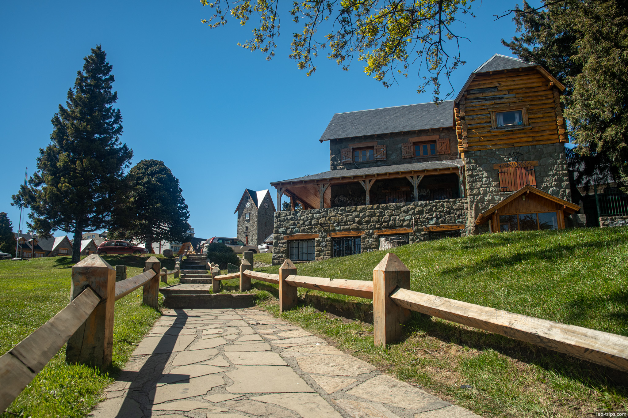 stone chalet civic center pathway san carlos de bariloche