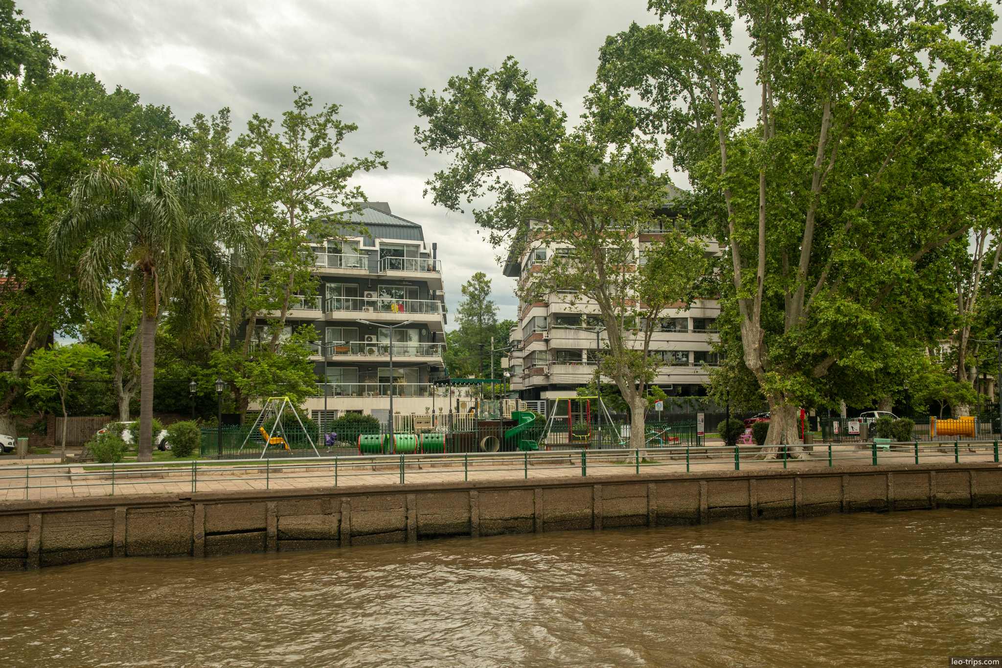modern apartment buildings riverside playground tigre