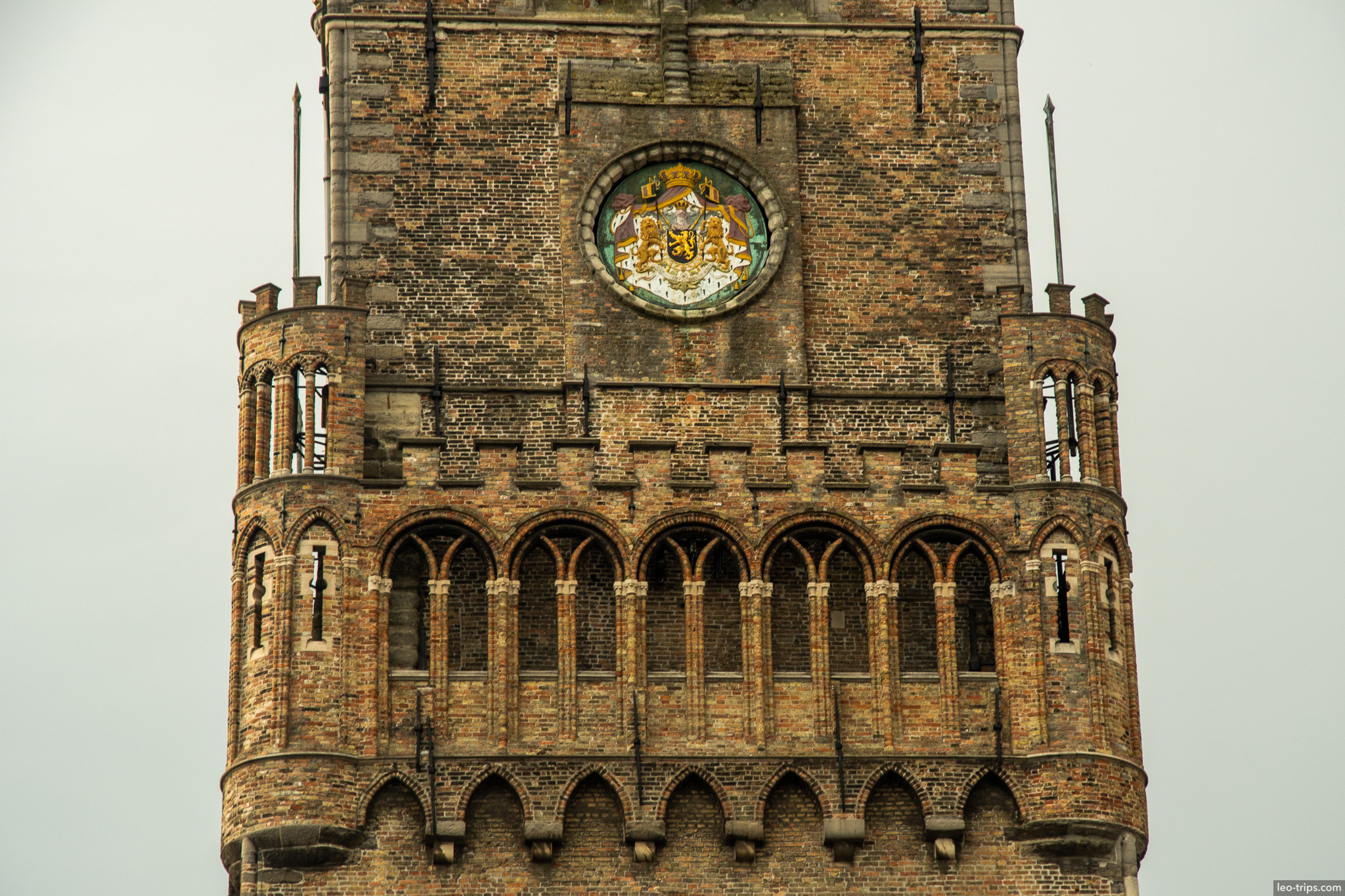 bruges belfort top coat of arms medallion closeup bruges