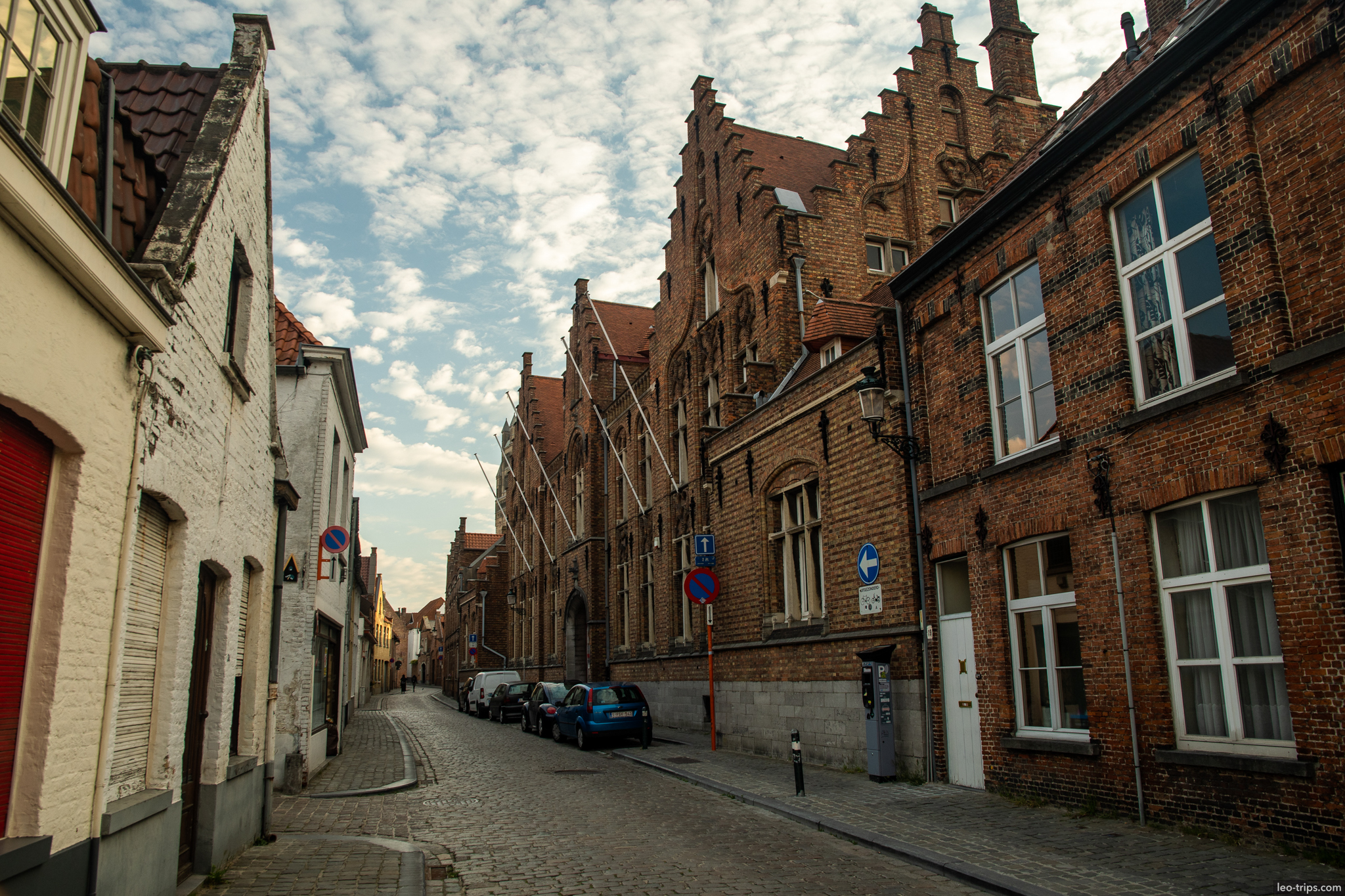 bruges street gothic stepped gable buildings bruges