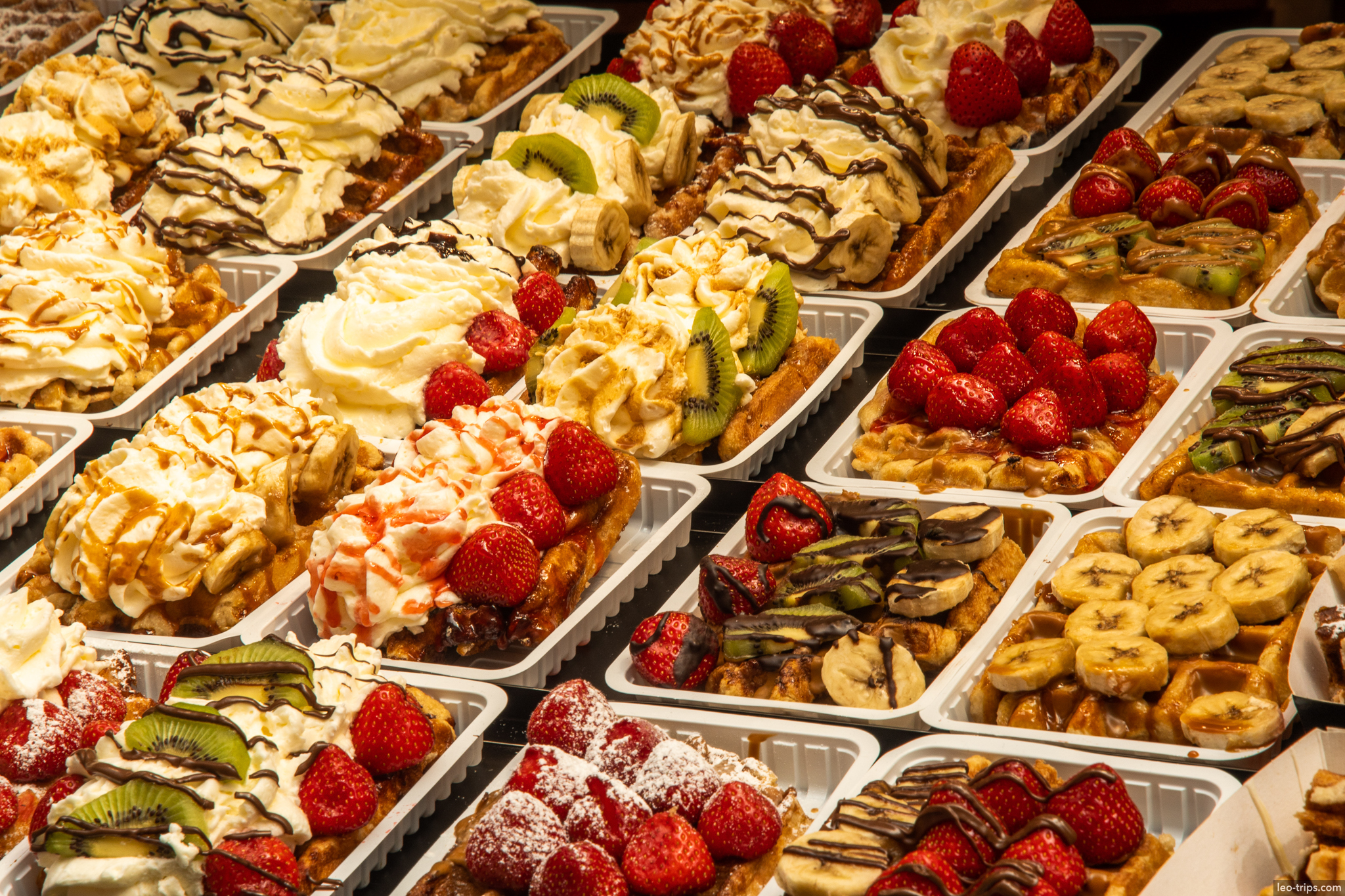 brussels belgian waffles display toppings brussels
