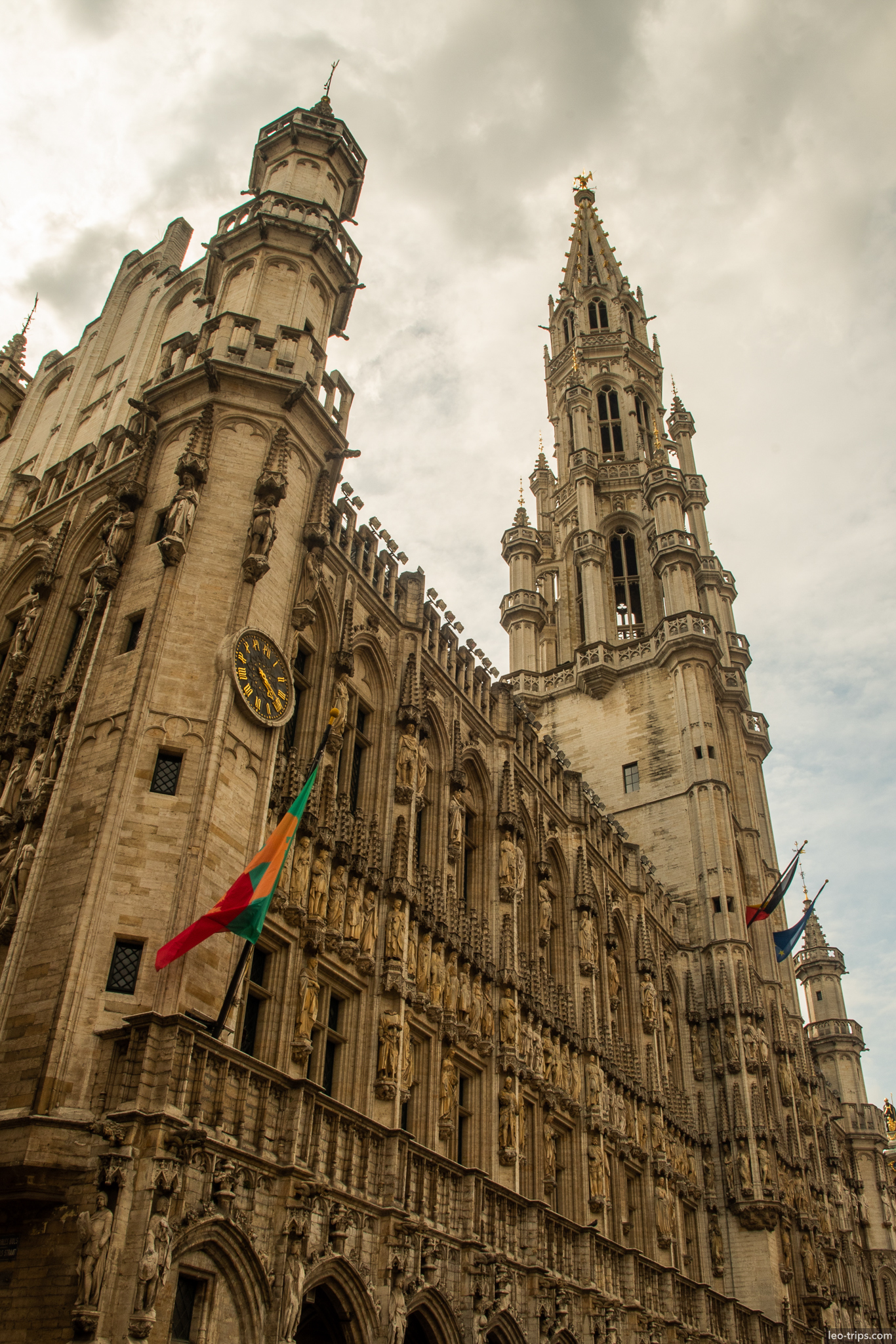 brussels city hall gothic tower close up brussels