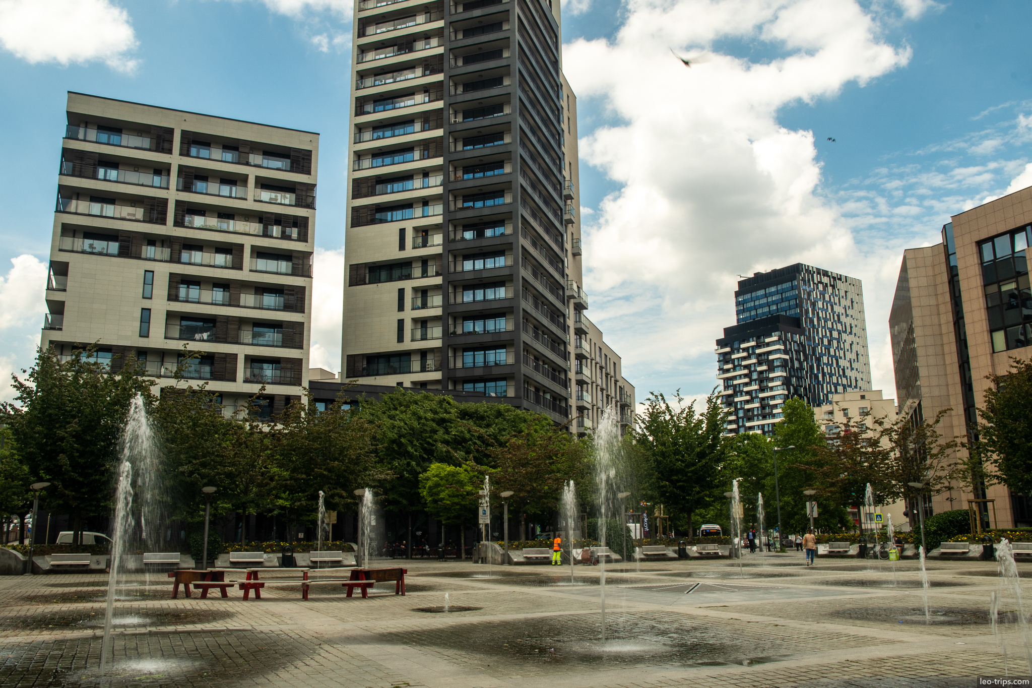 brussels european quarter fountains modern towers brussels