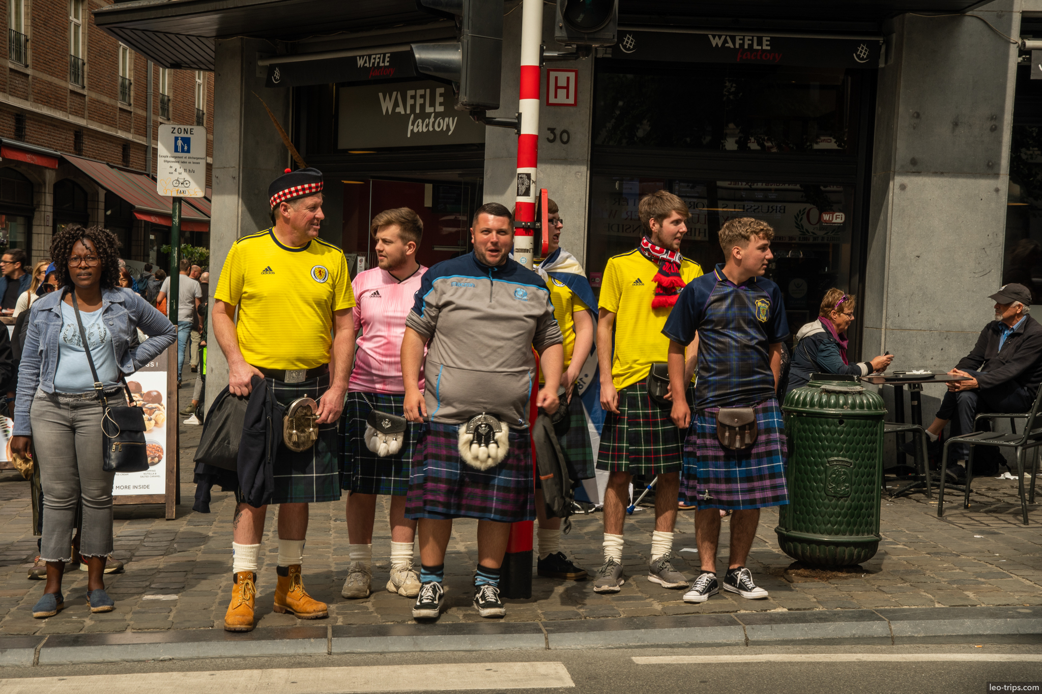 brussels scottish fans kilts waffle factory brussels