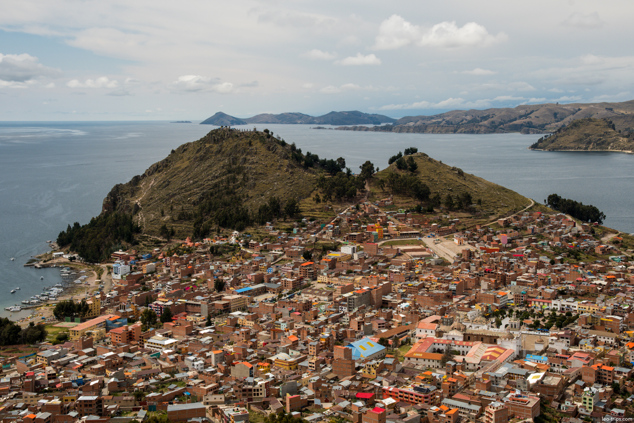 copacabana horca del inca hill aerial view copacabana