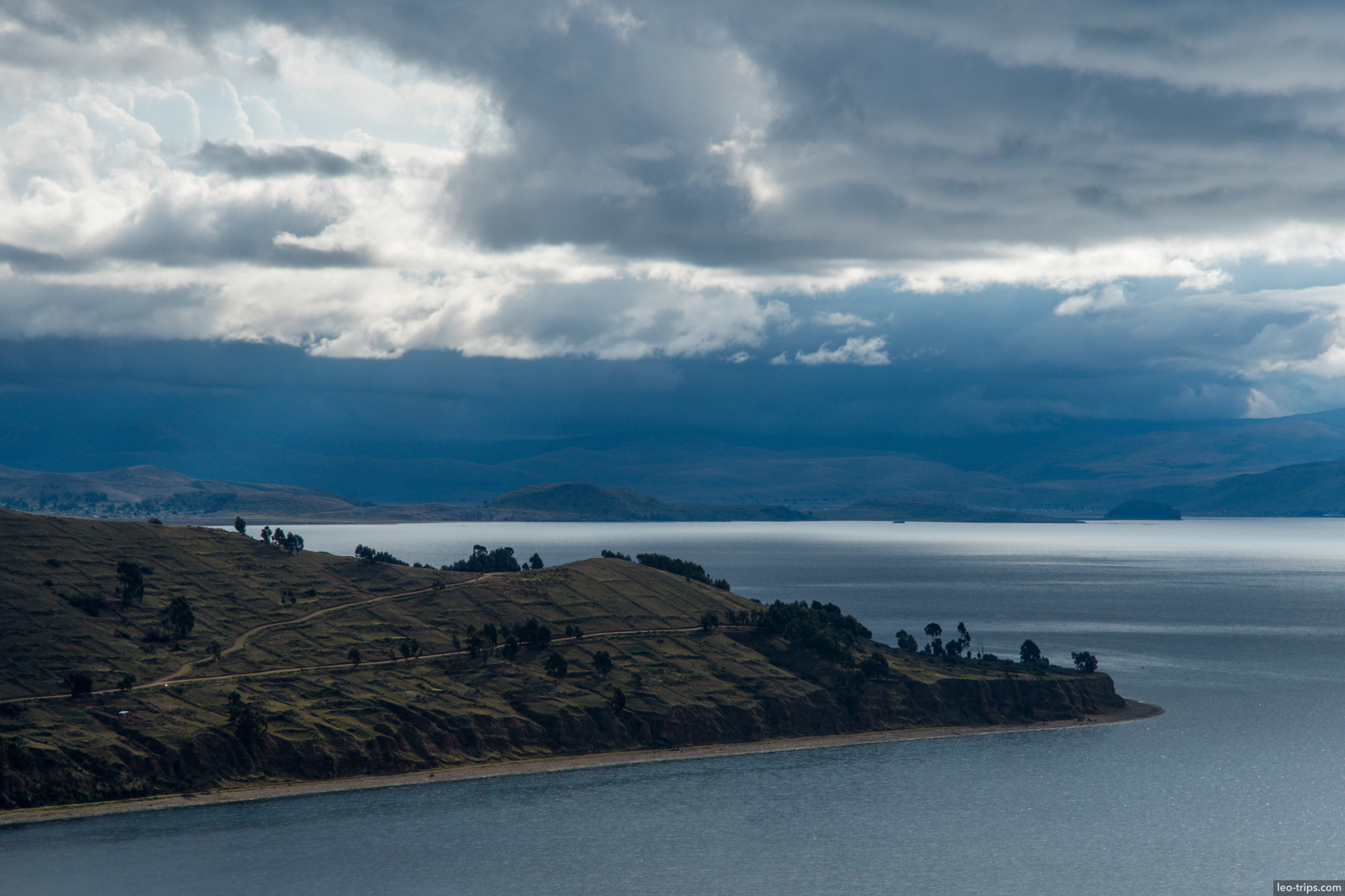 lake titicaca peninsula storm clouds copacabana