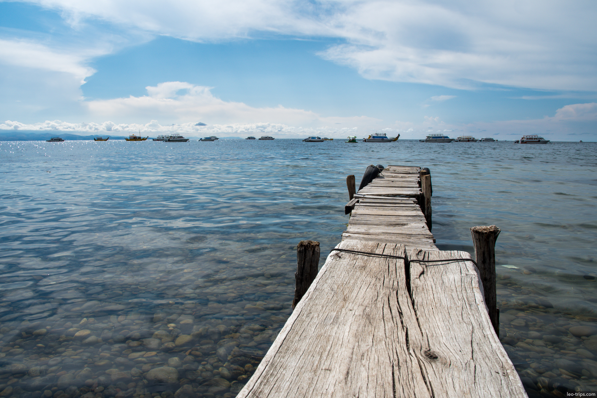 old wooden pier lake titicaca copacabana