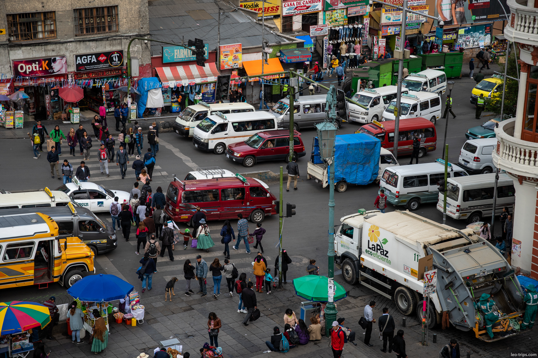 la paz central intersection traffic aerial la paz