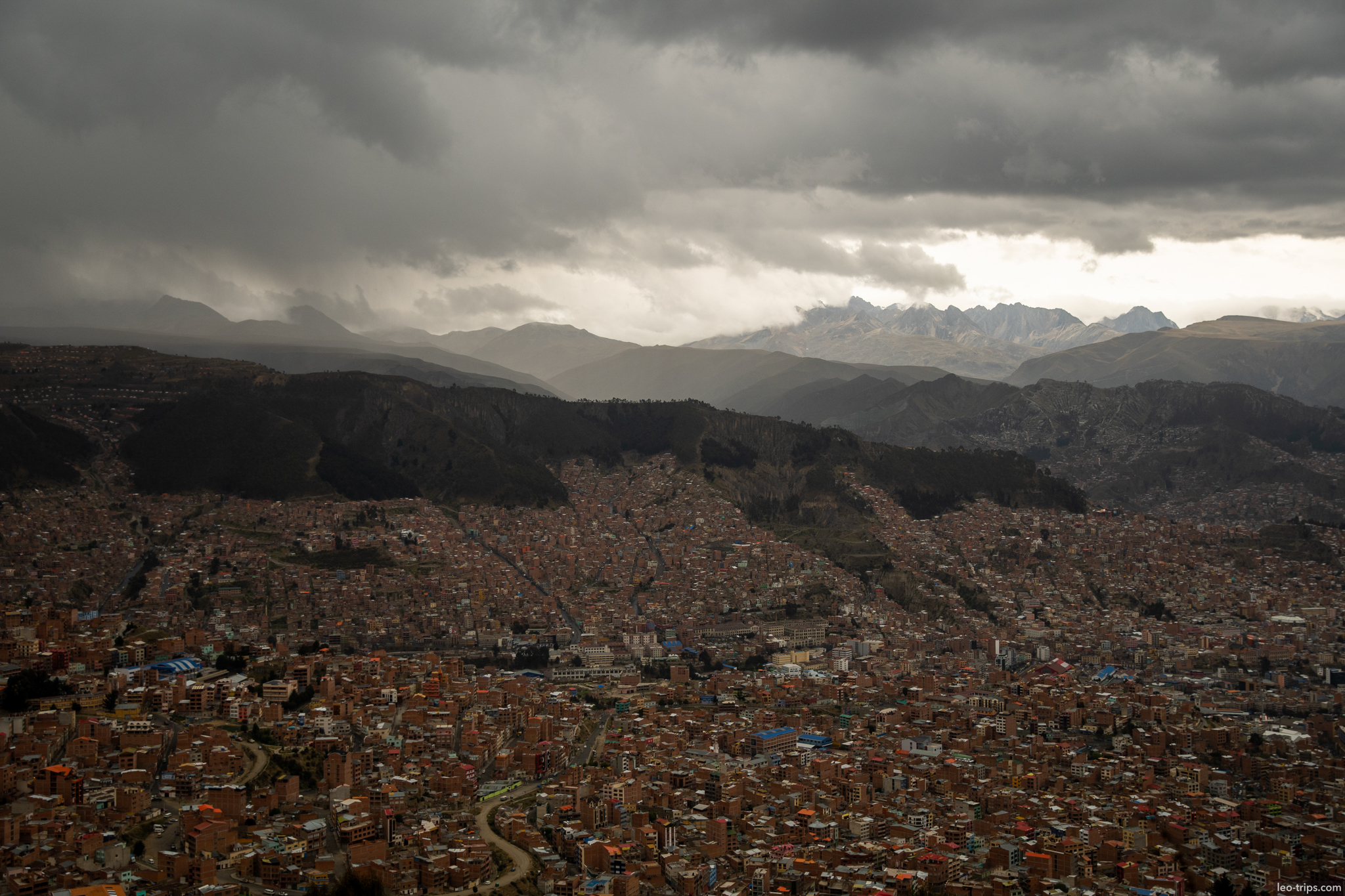 la paz city panorama storm clouds mountains la paz