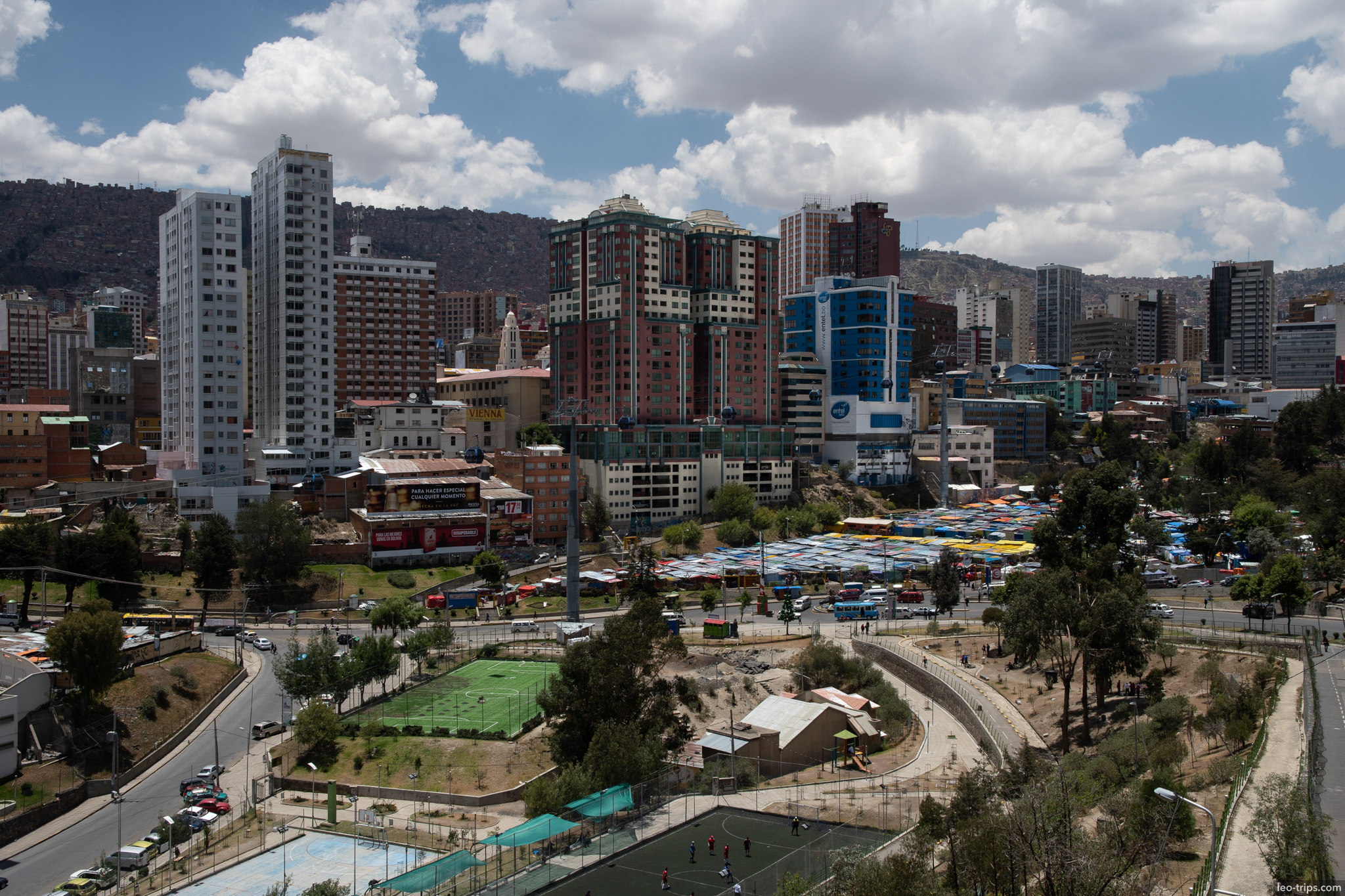 la paz miraflores skyline sports fields market la paz
