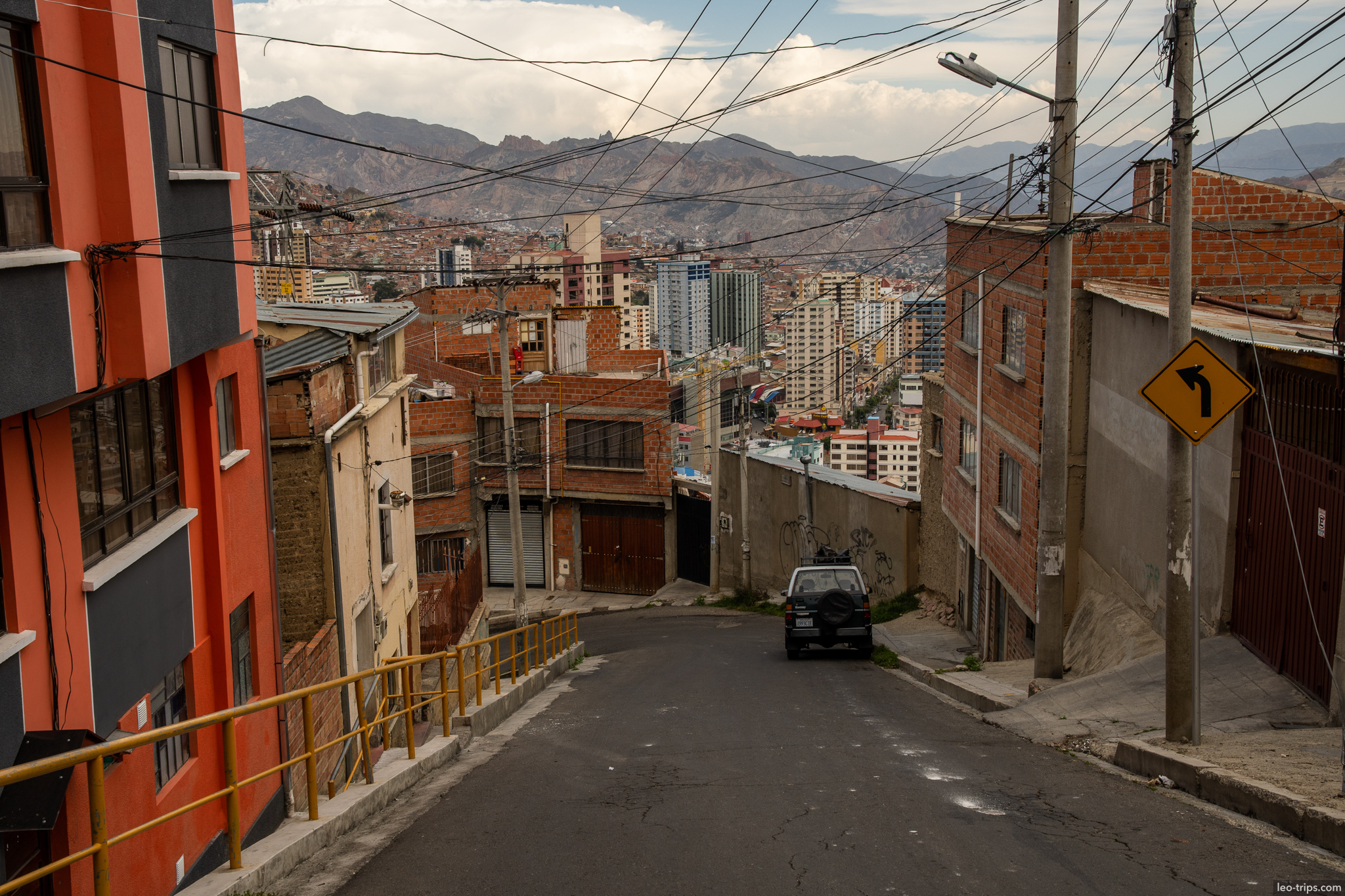 la paz steep street brick buildings la paz