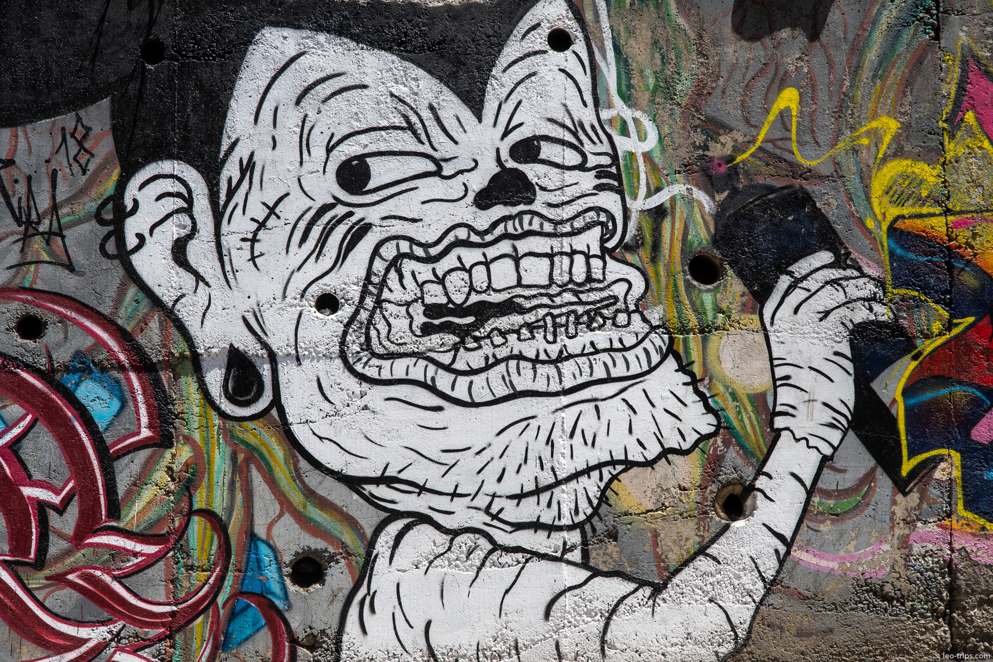 la paz street art graffiti monster face la paz