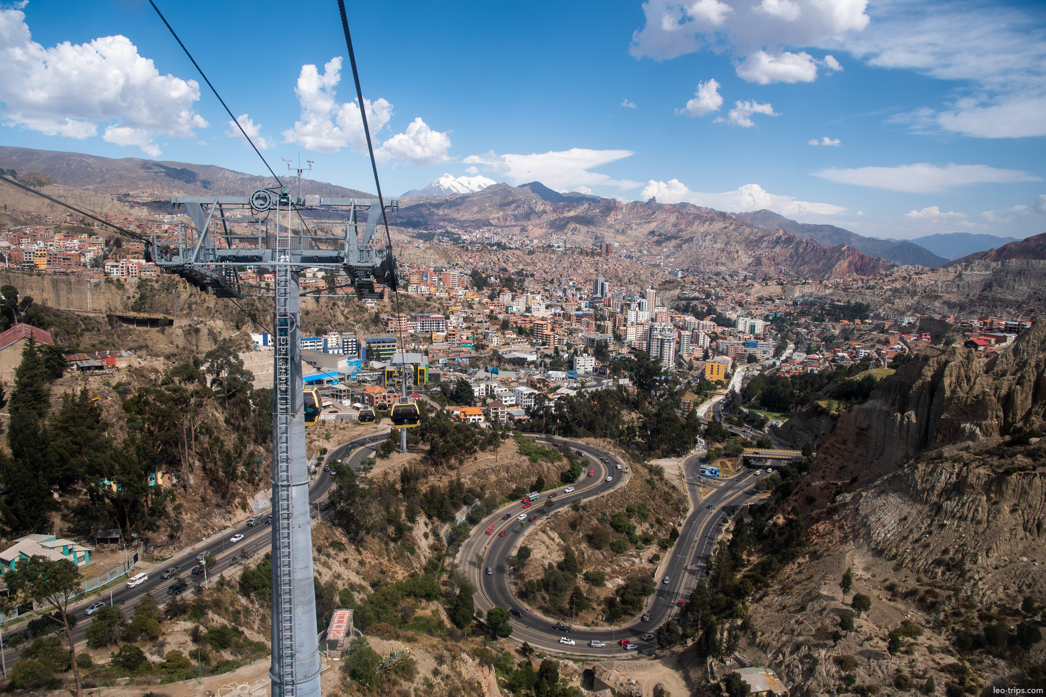 la paz teleferico aerial view canyon road la paz