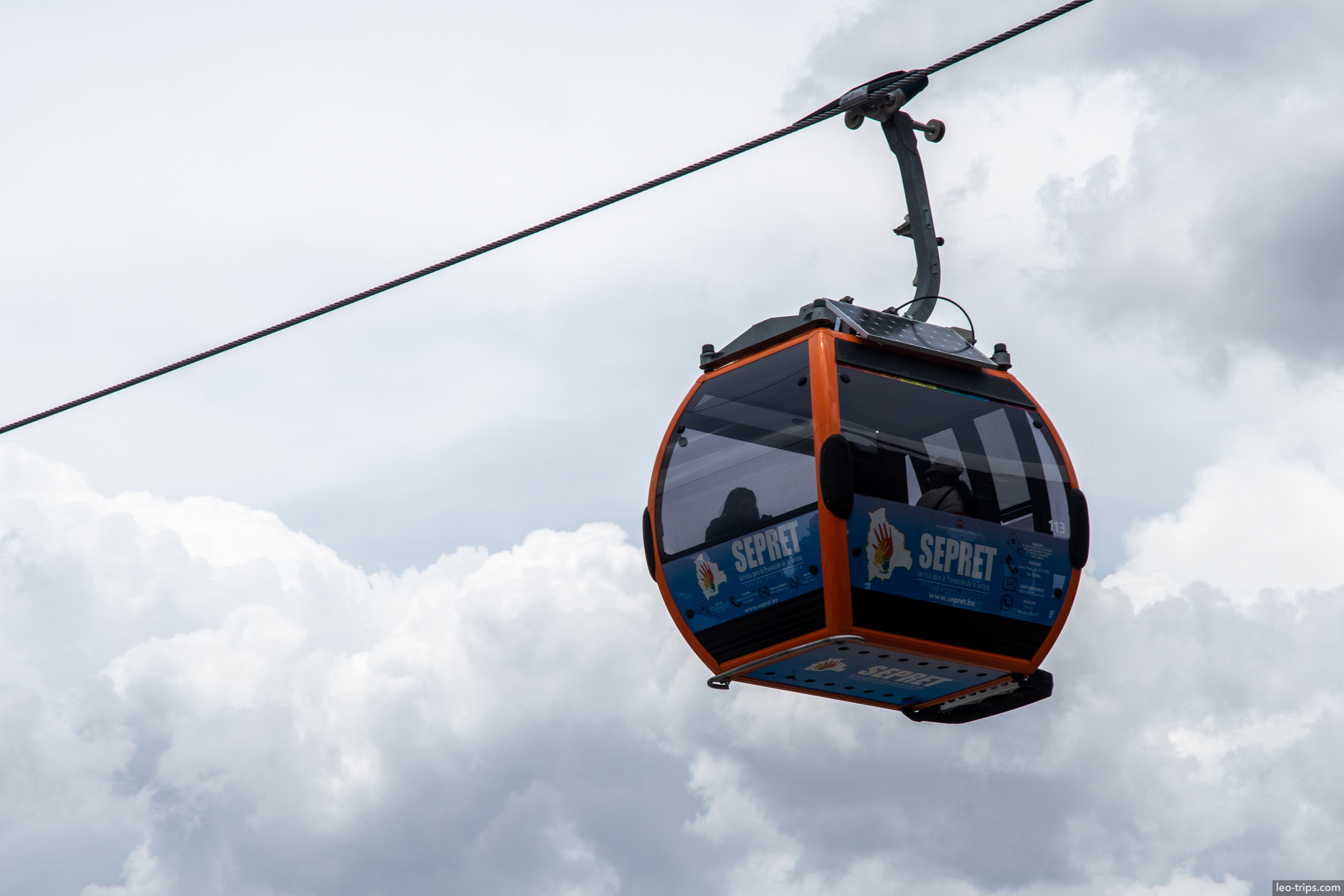 la paz teleferico orange cabin closeup sky la paz