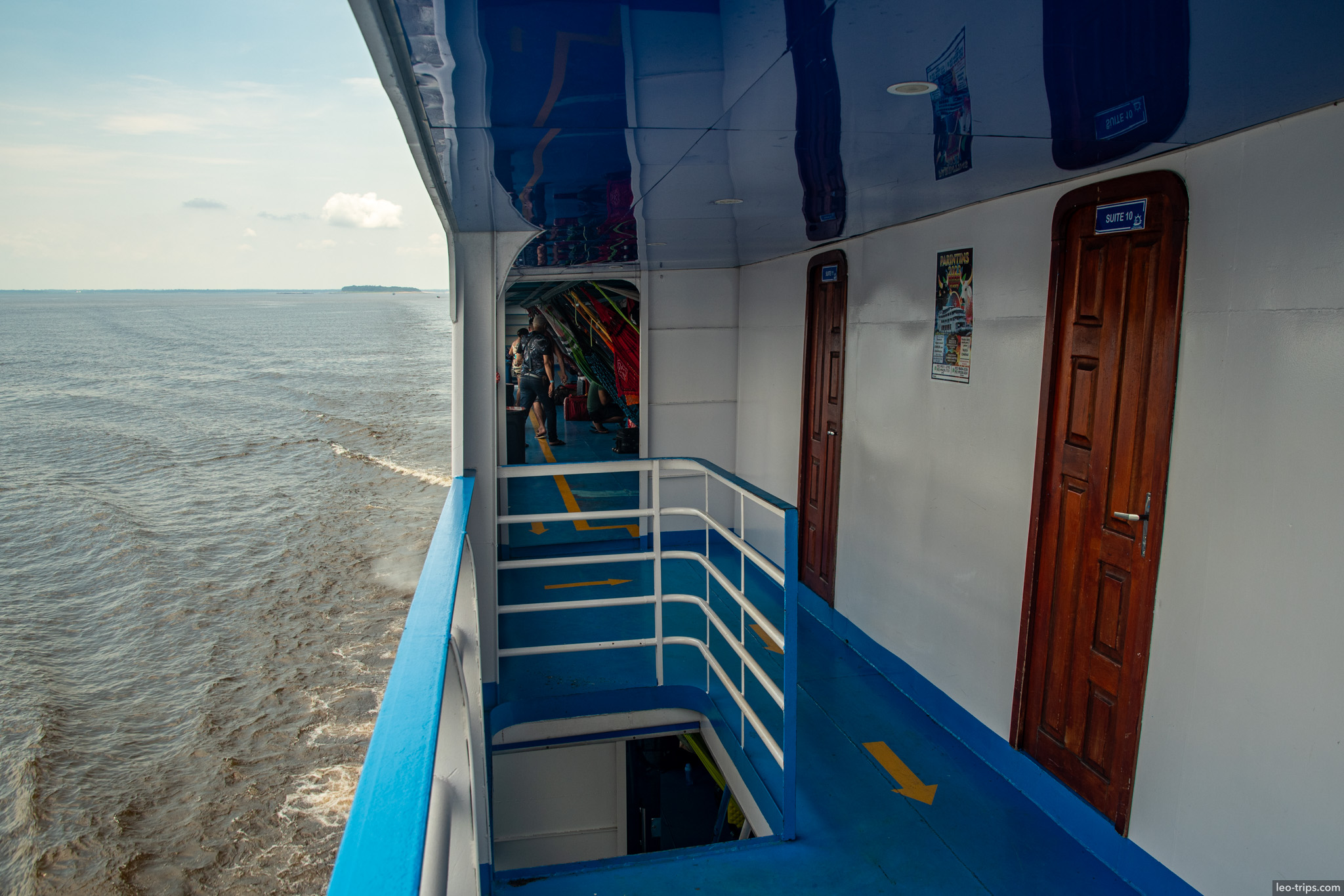 boat deck view amazon river