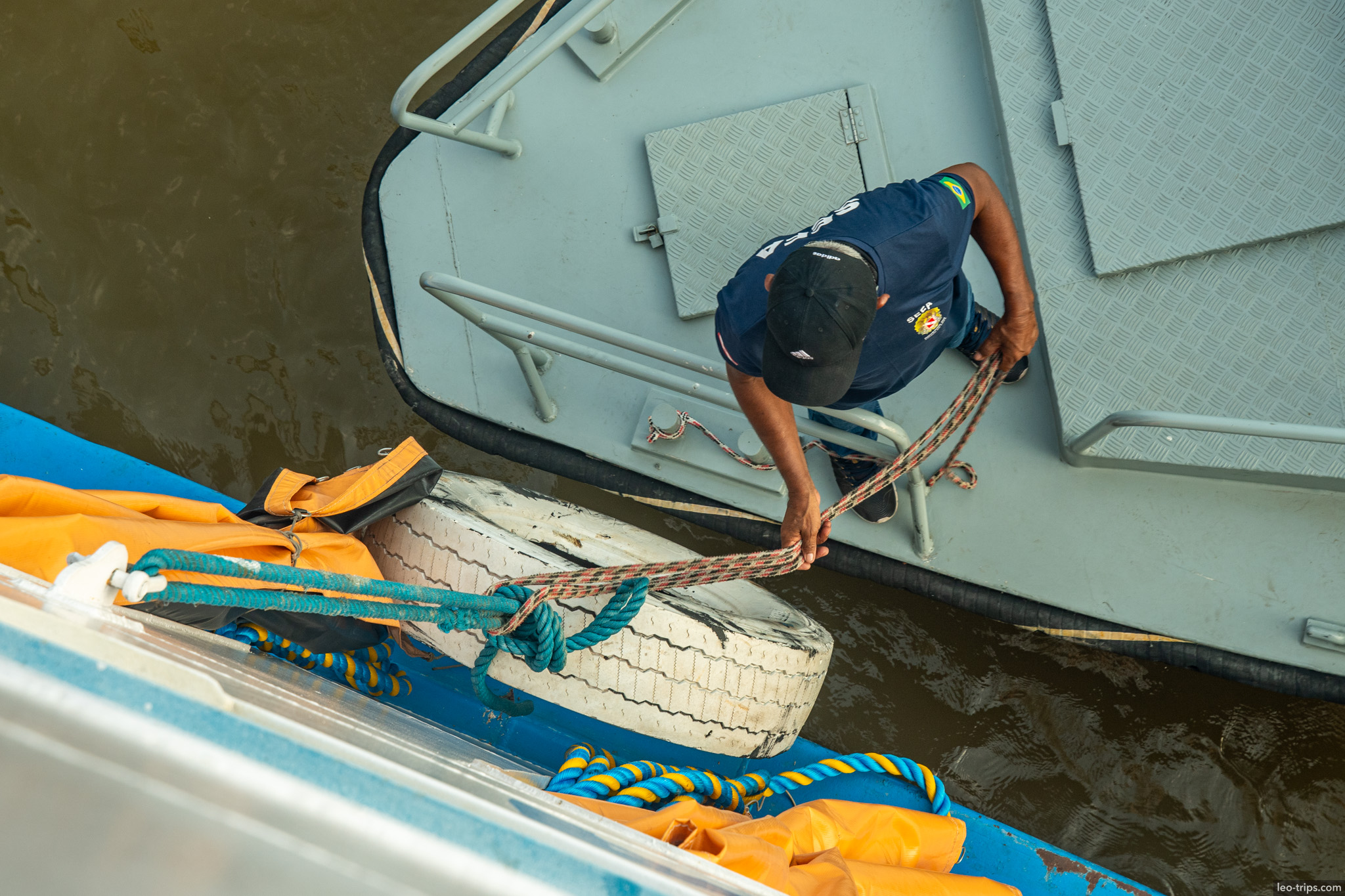 boat docking amazon river