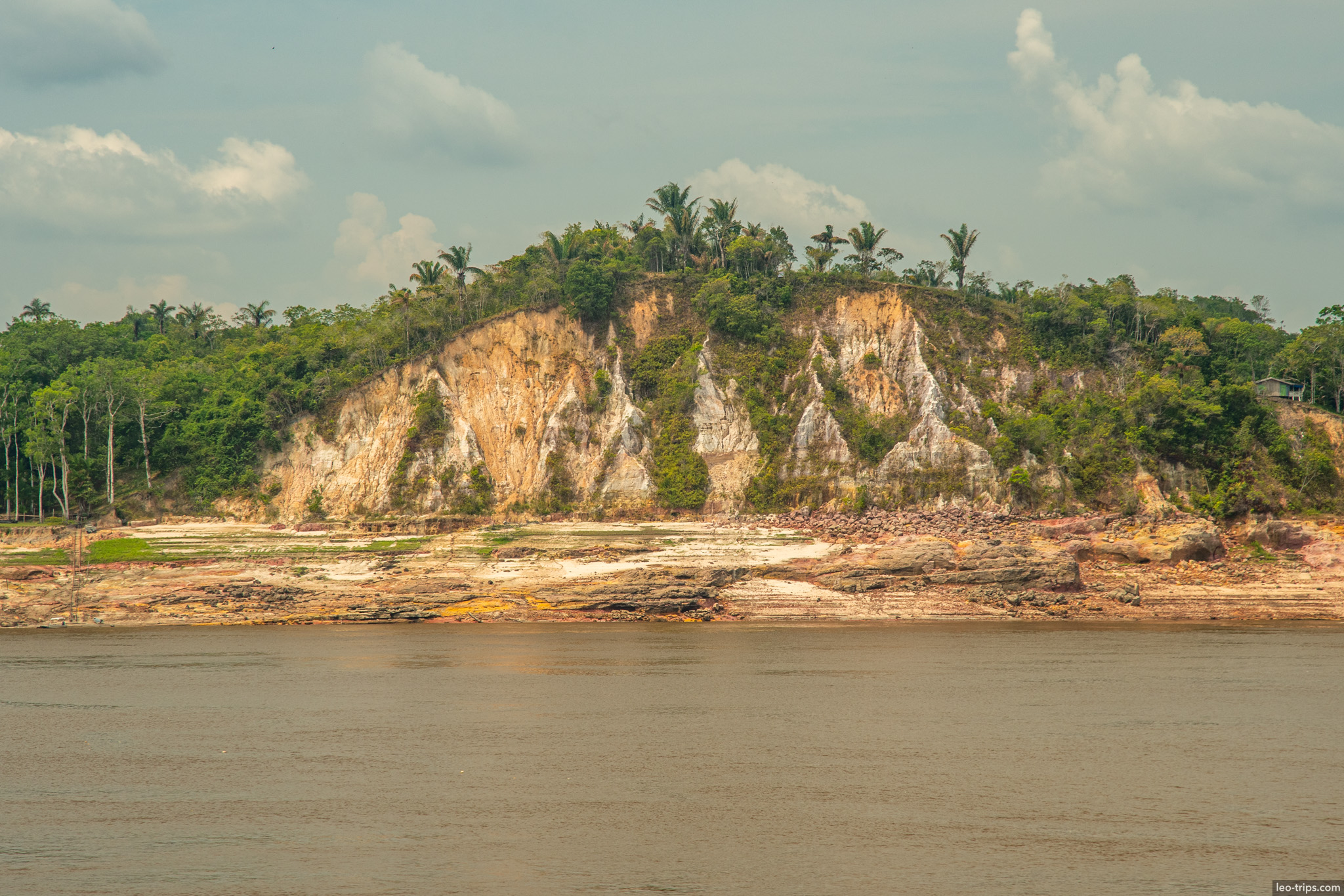 eroded riverbank in amazonia amazon river