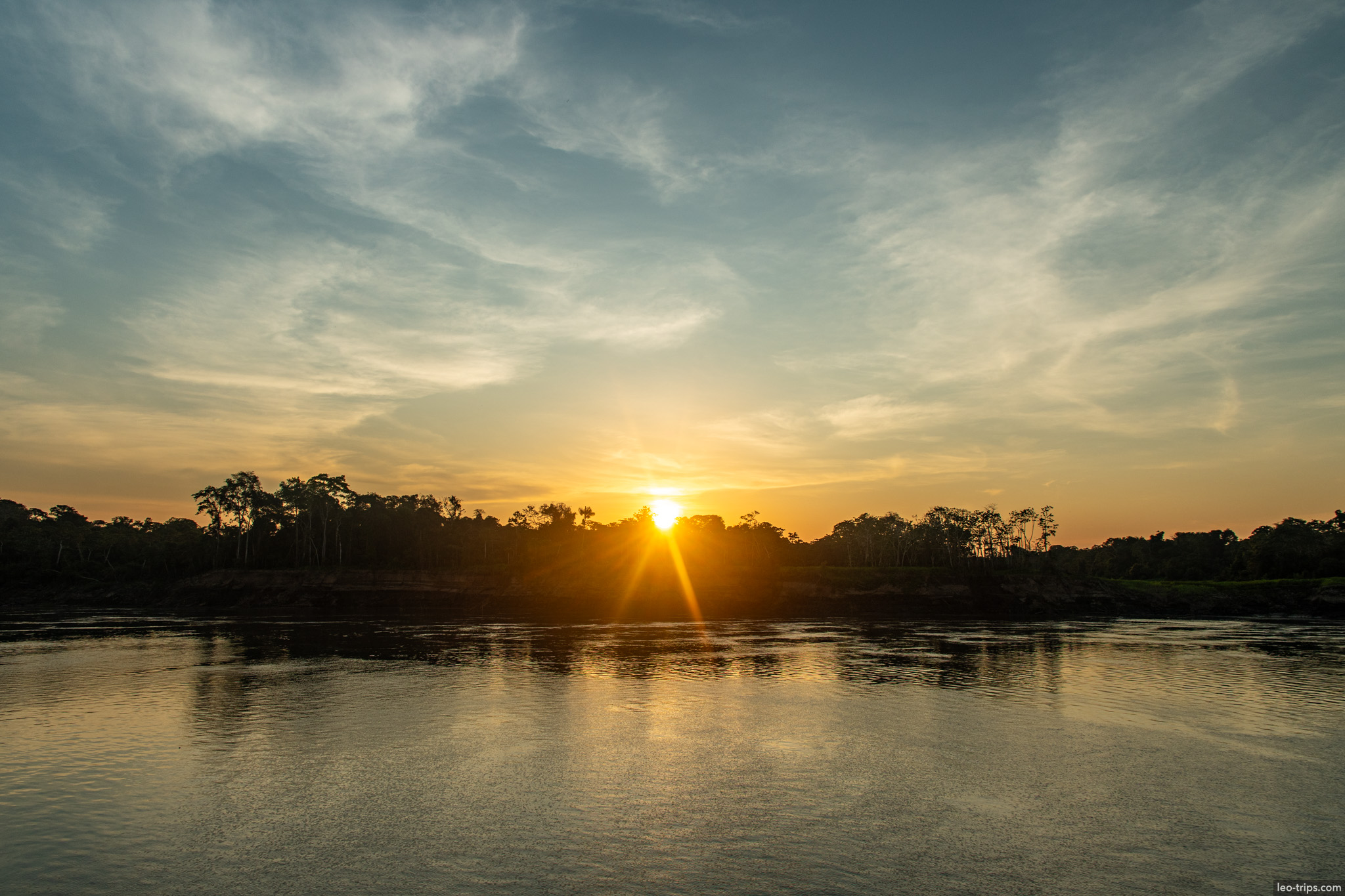 river sunset in brazil amazon river