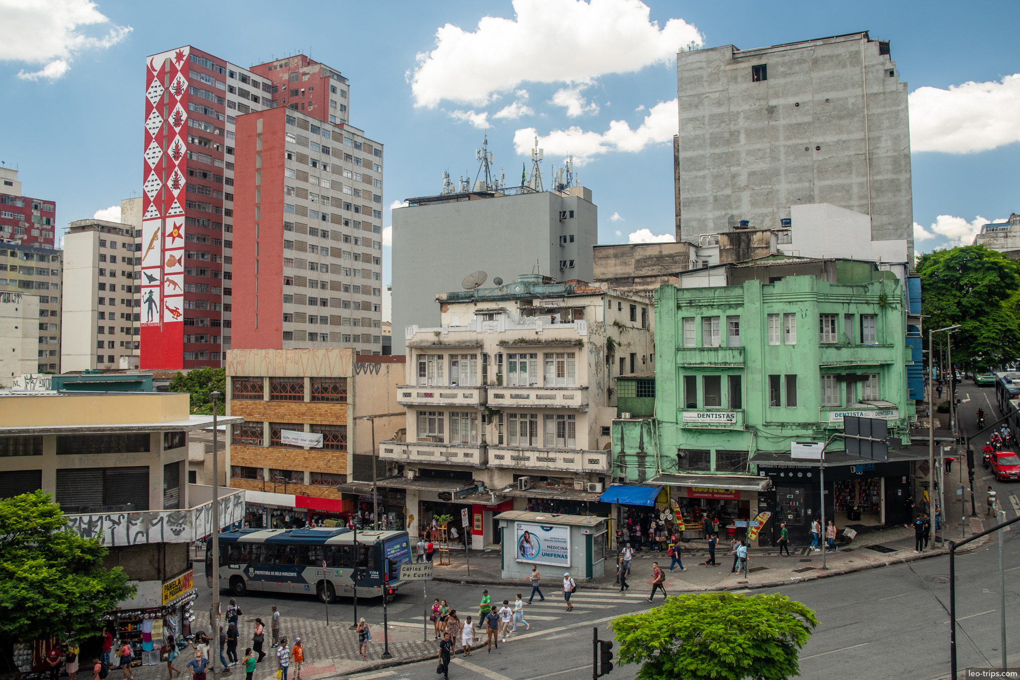 colorful art deco buildings downtown street belo horizonte