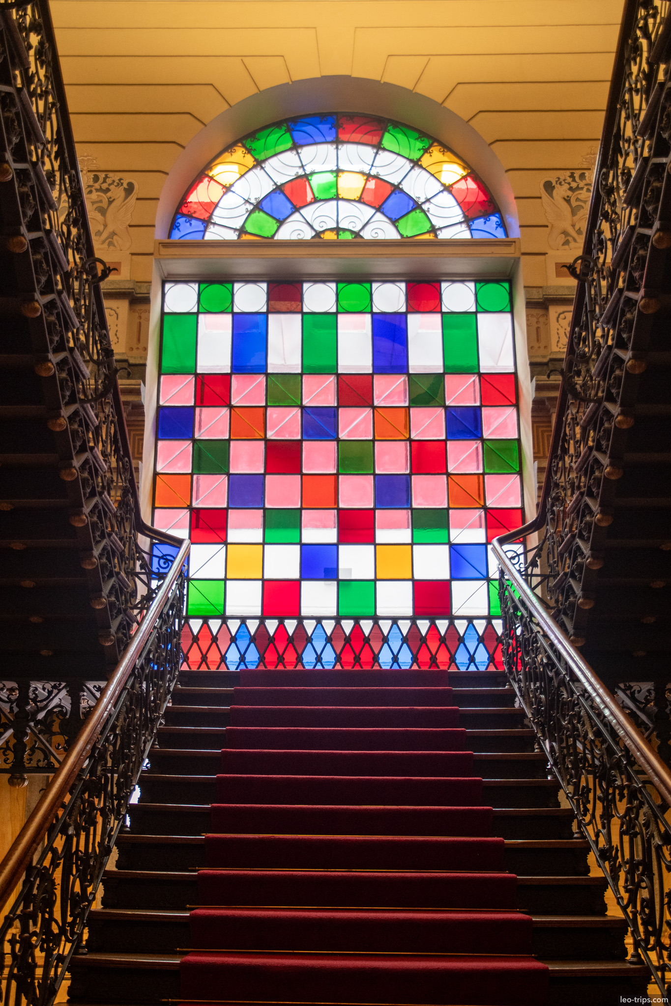 stained glass window iron staircase palacio da liberdade belo horizonte