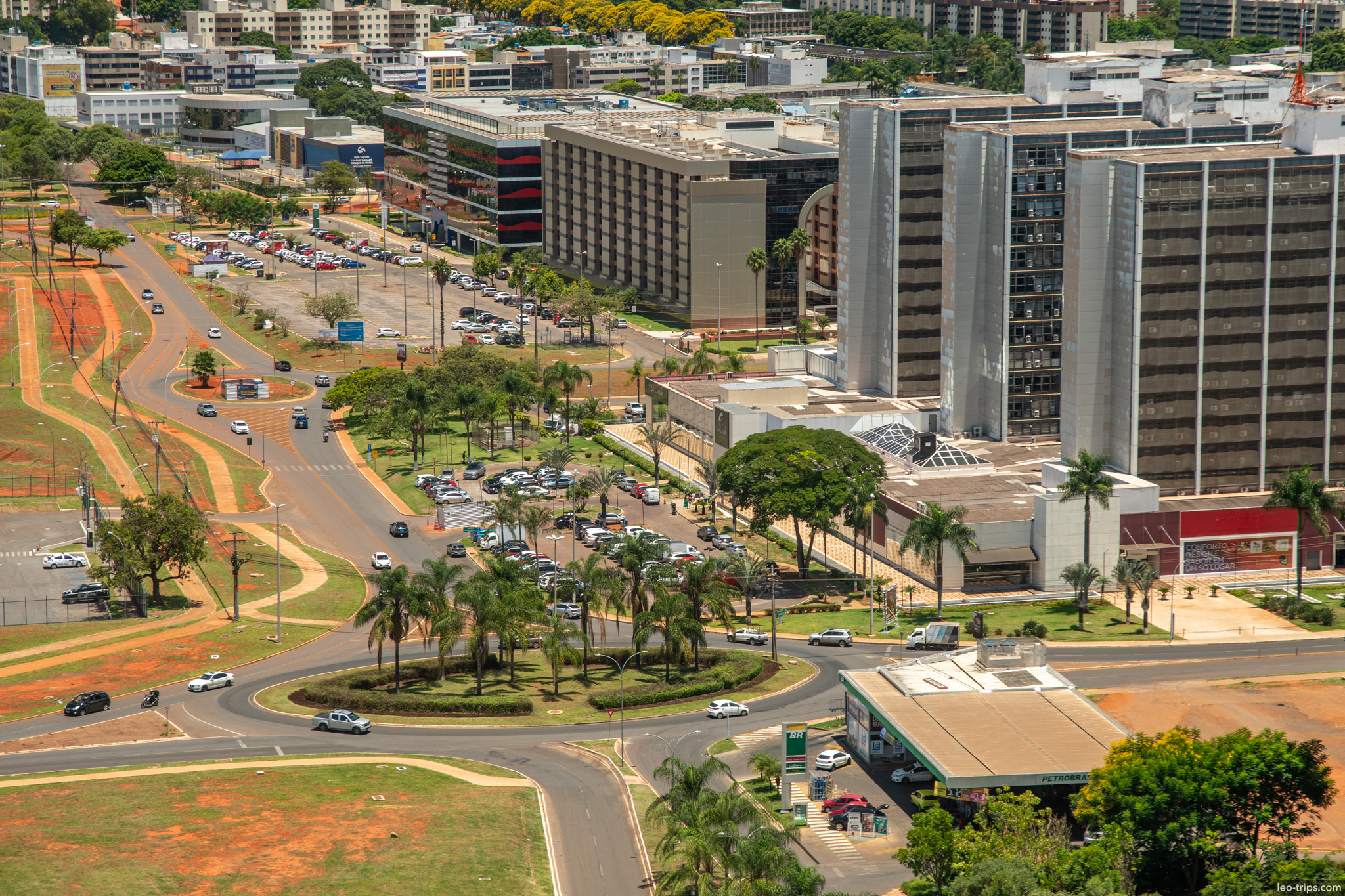 aerial view office buildings roundabout from tv tower brasilia