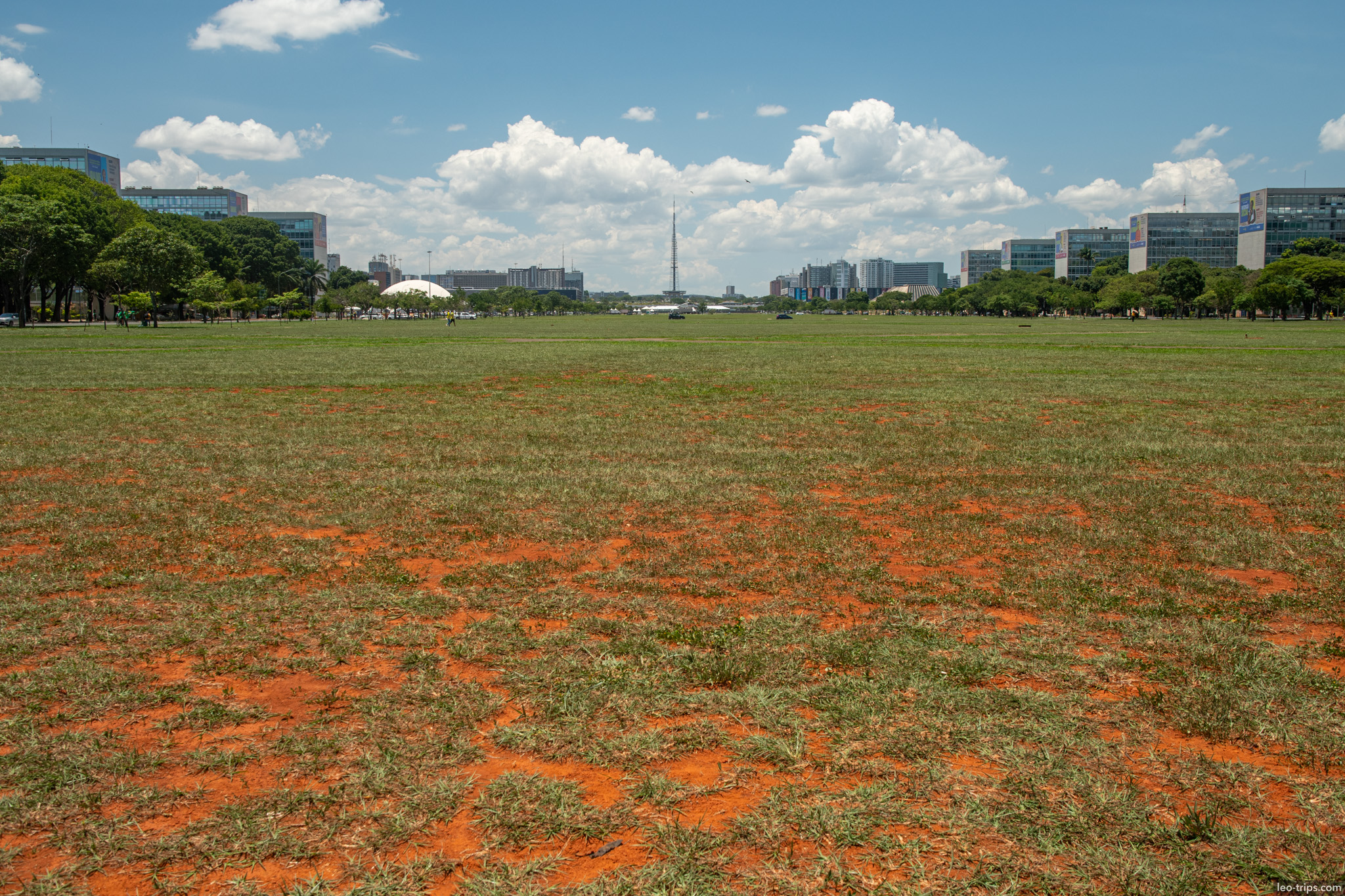esplanada lawn red soil tv tower view brasilia