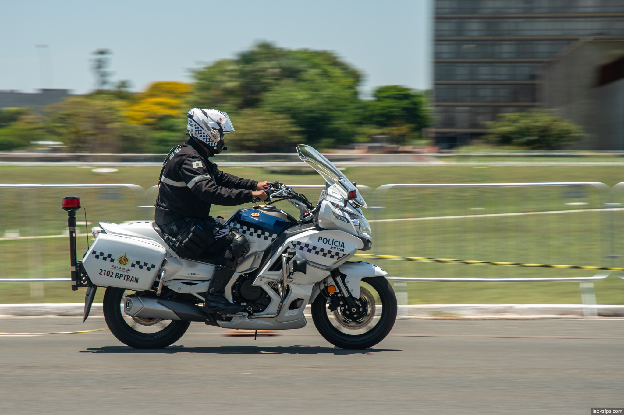 military police motorcycle panning shot brasilia