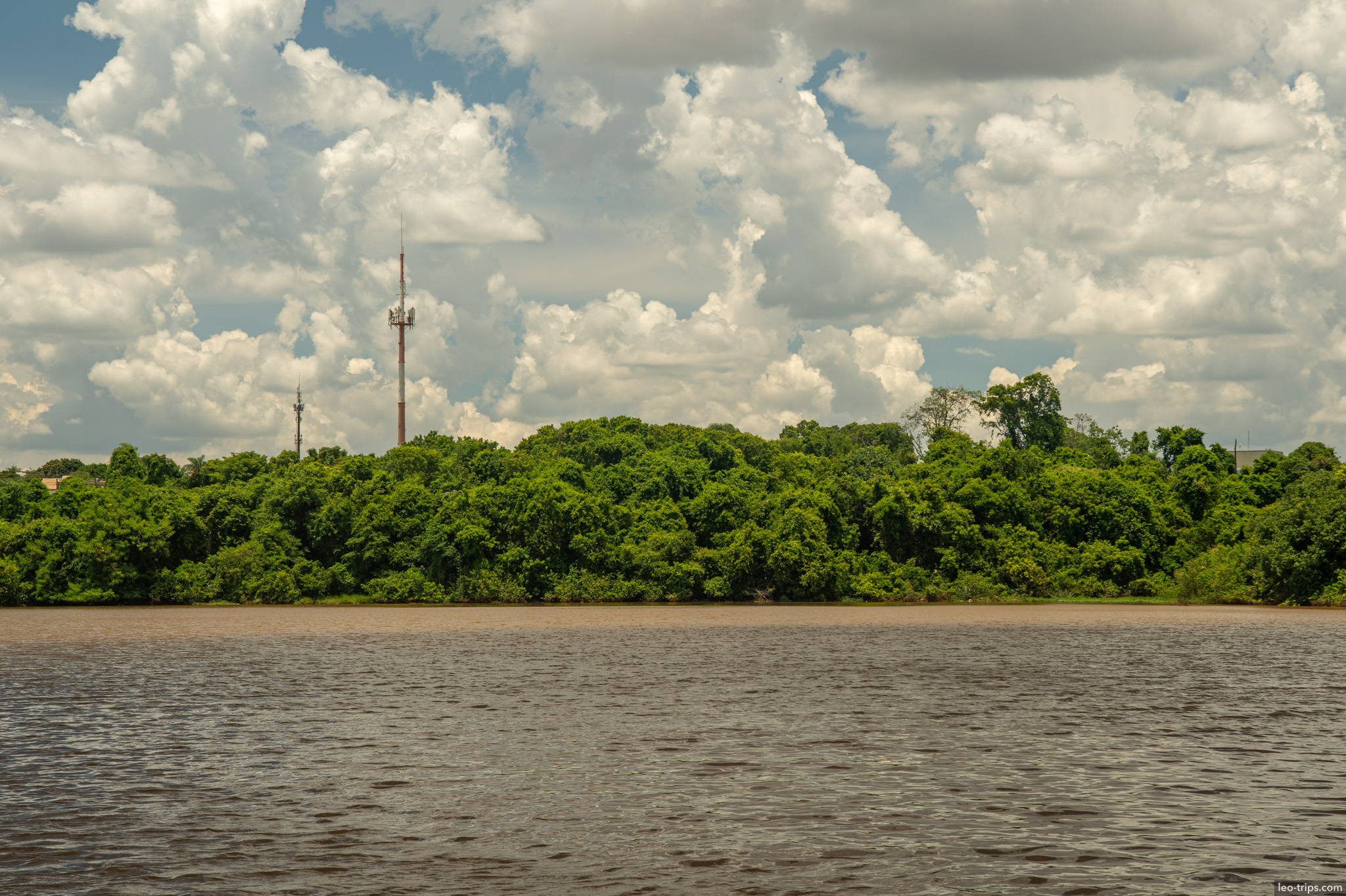 forested lakeshore under cumulus clouds campo grande campo grande