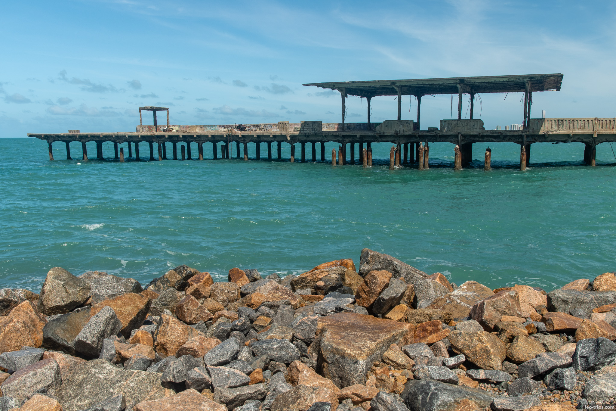 old abandoned dock rocky shore fortaleza fortaleza
