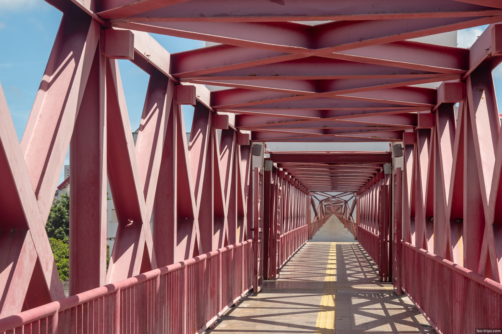 red steel pedestrian bridge fortaleza fortaleza