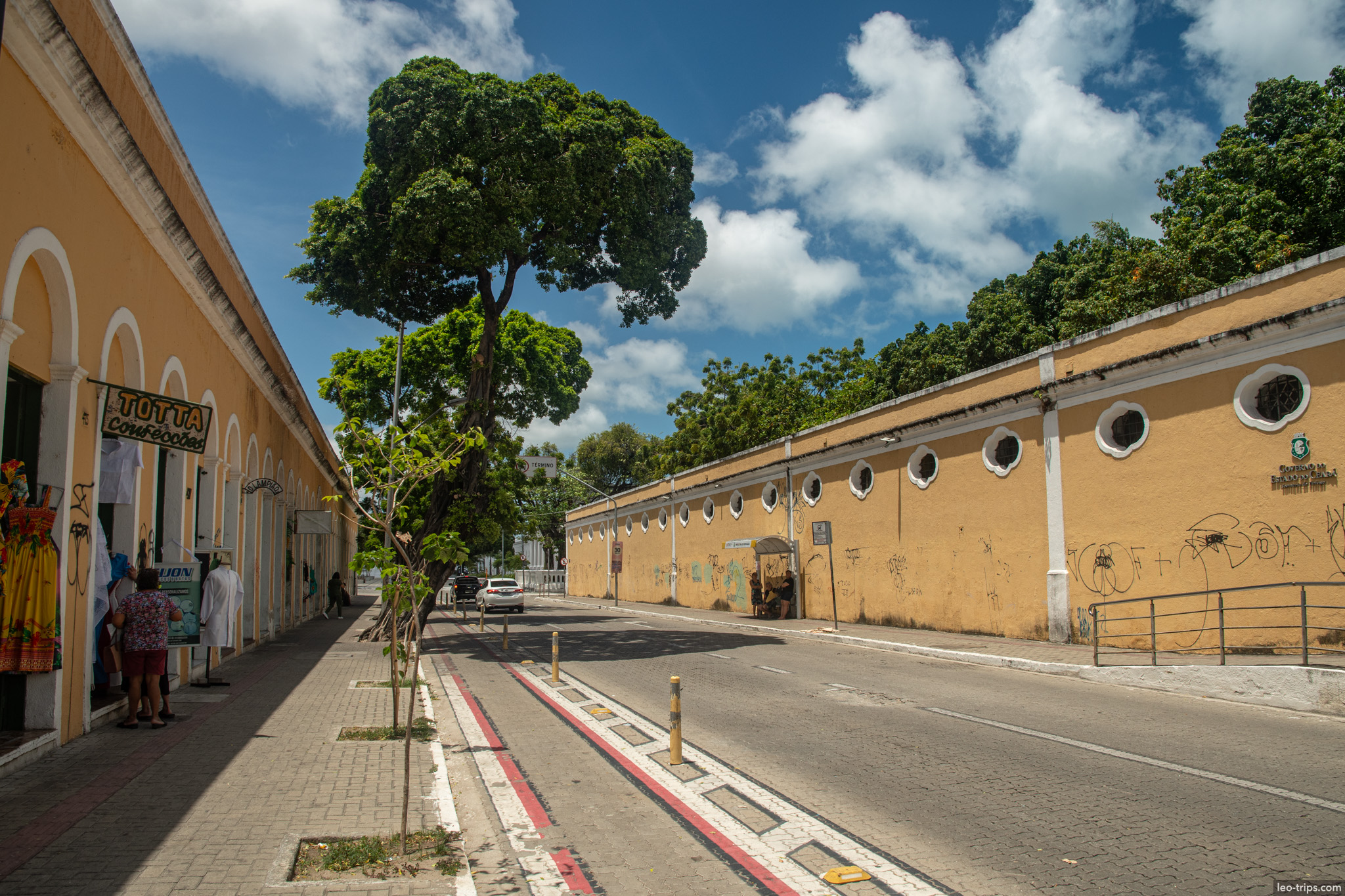 yellow colonial street round windows fortaleza fortaleza