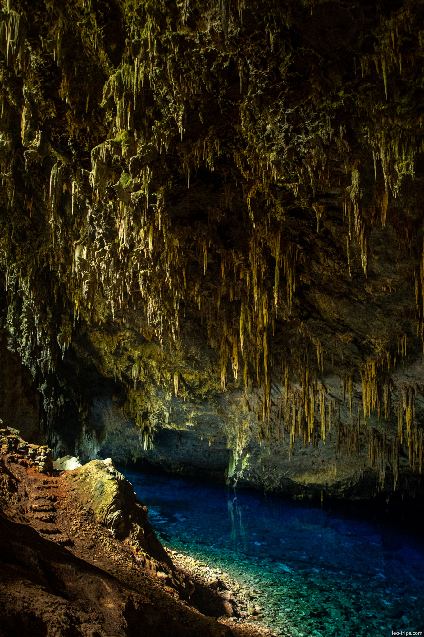 blue lake and stalactite ceiling vertical gruta do lago azul gruta do lago azul