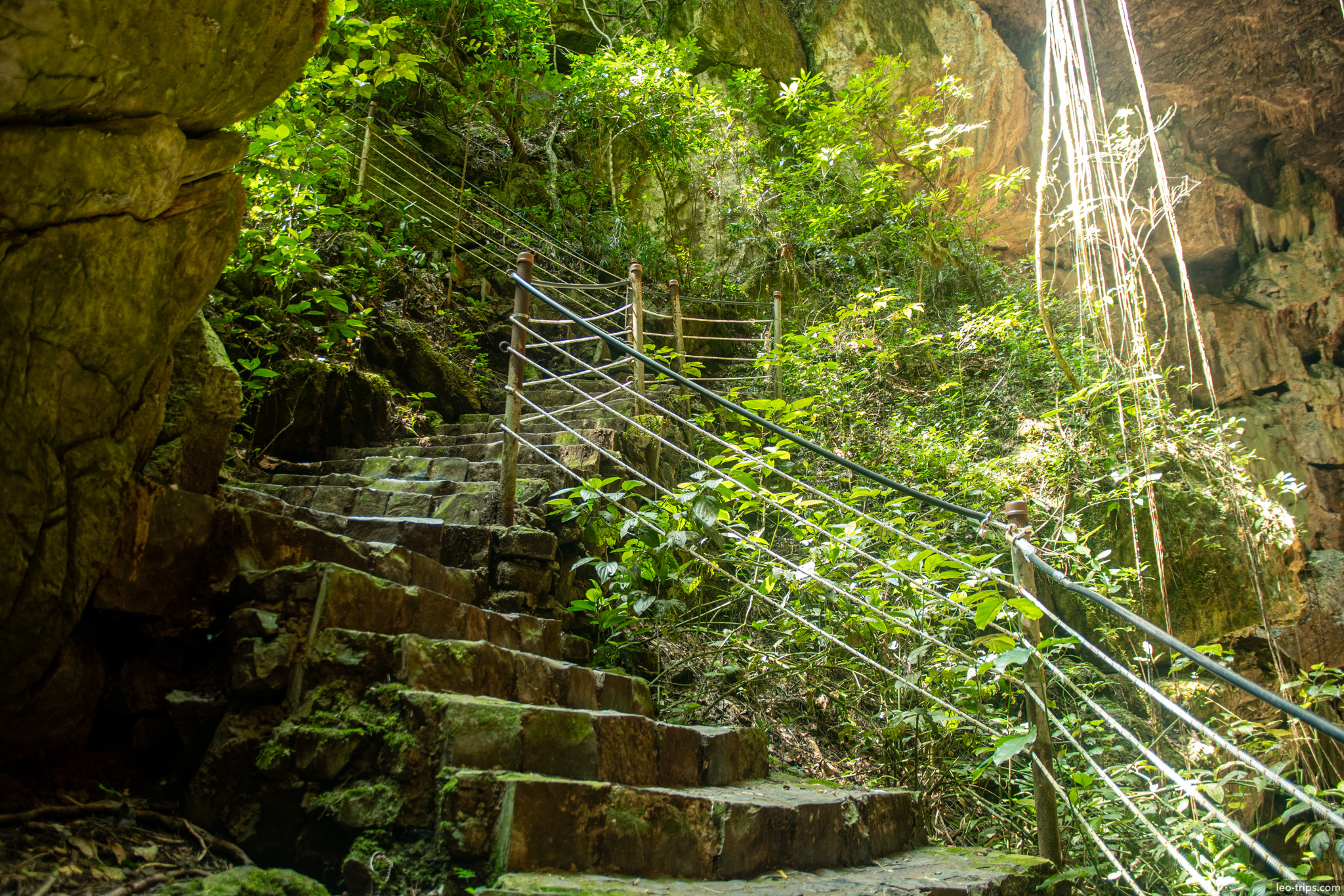 stone staircase descending into gruta do lago azul gruta do lago azul