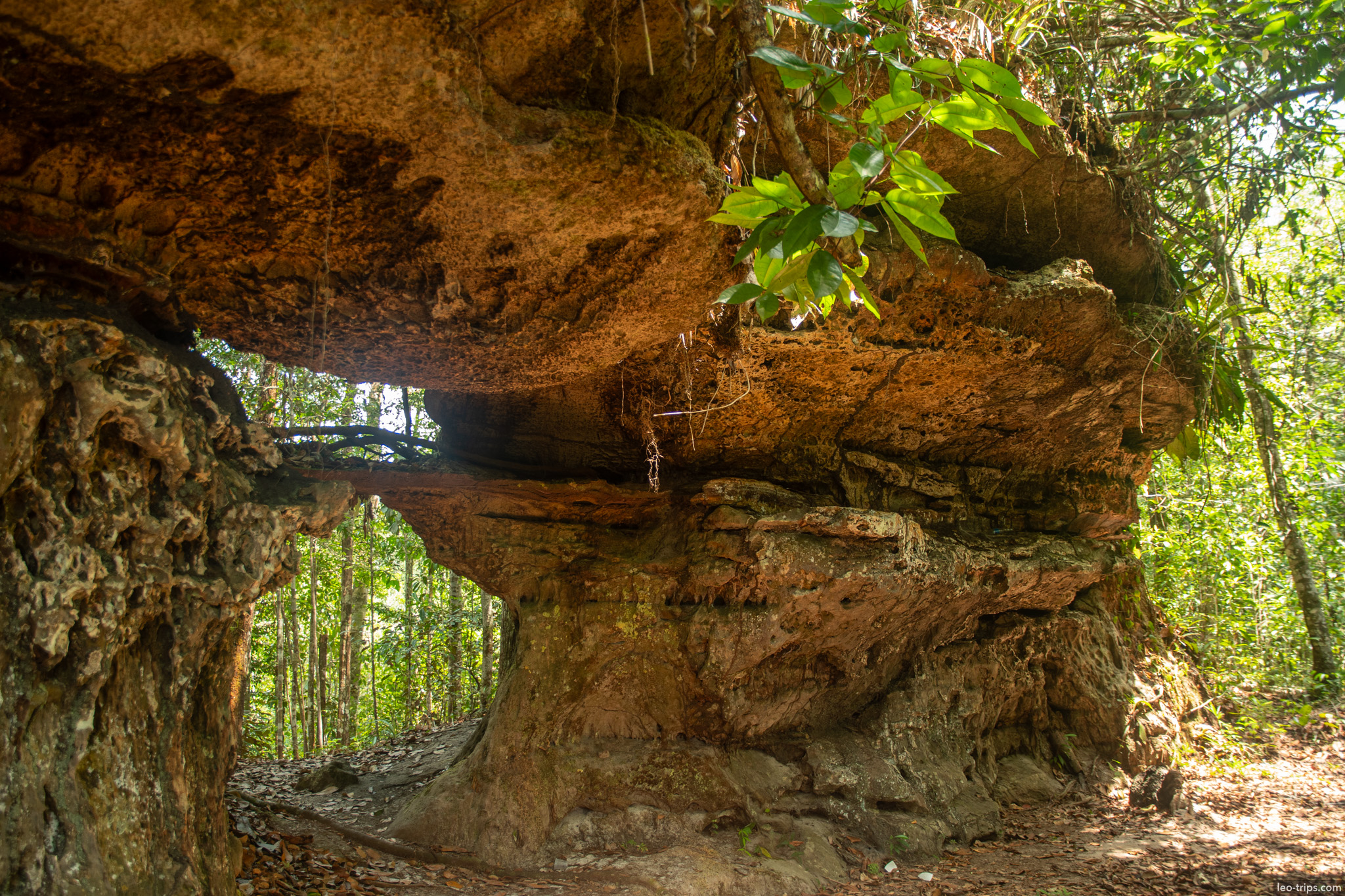 layered rock formation iracema waterfalls