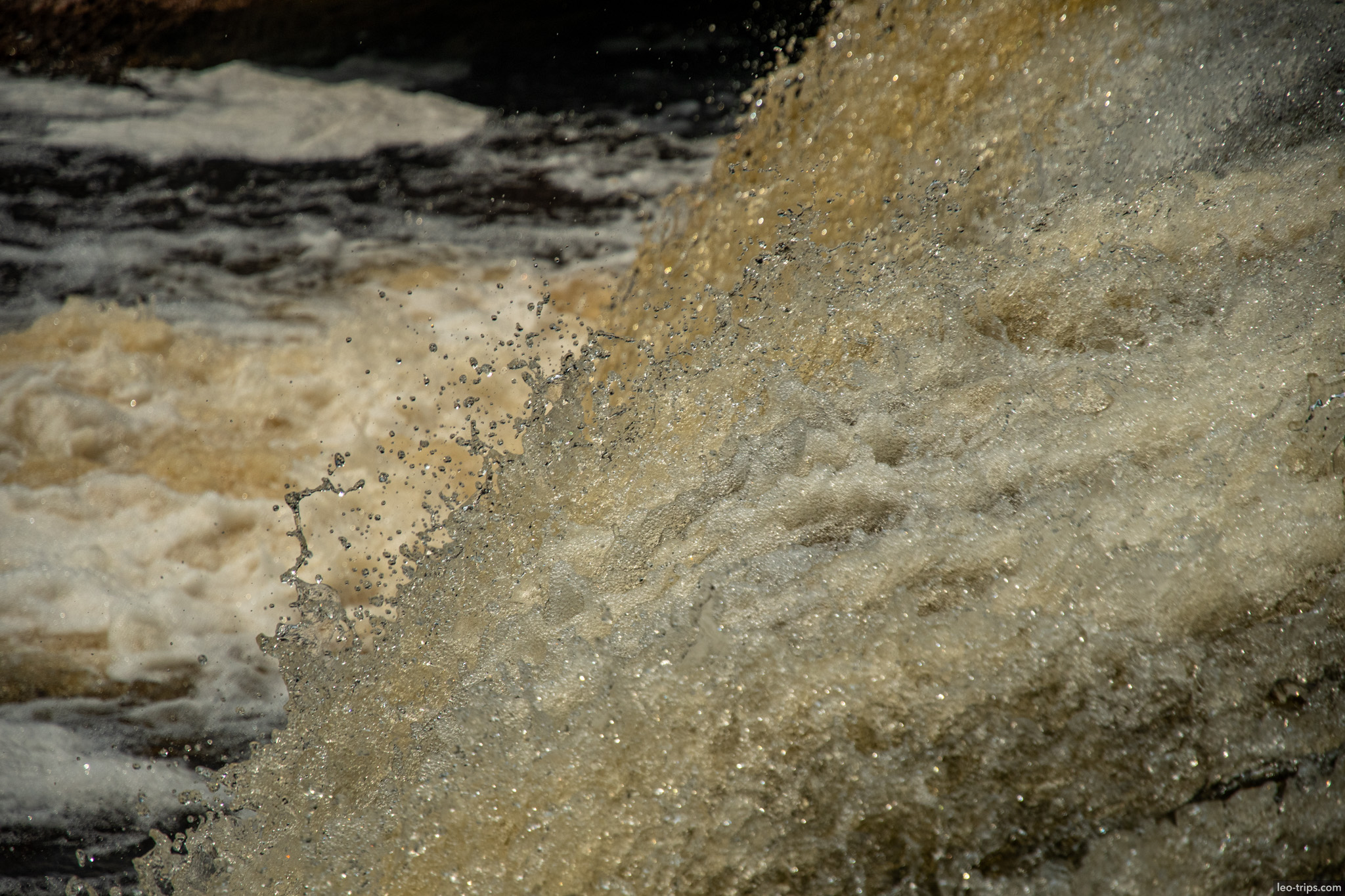rushing water close up iracema waterfalls