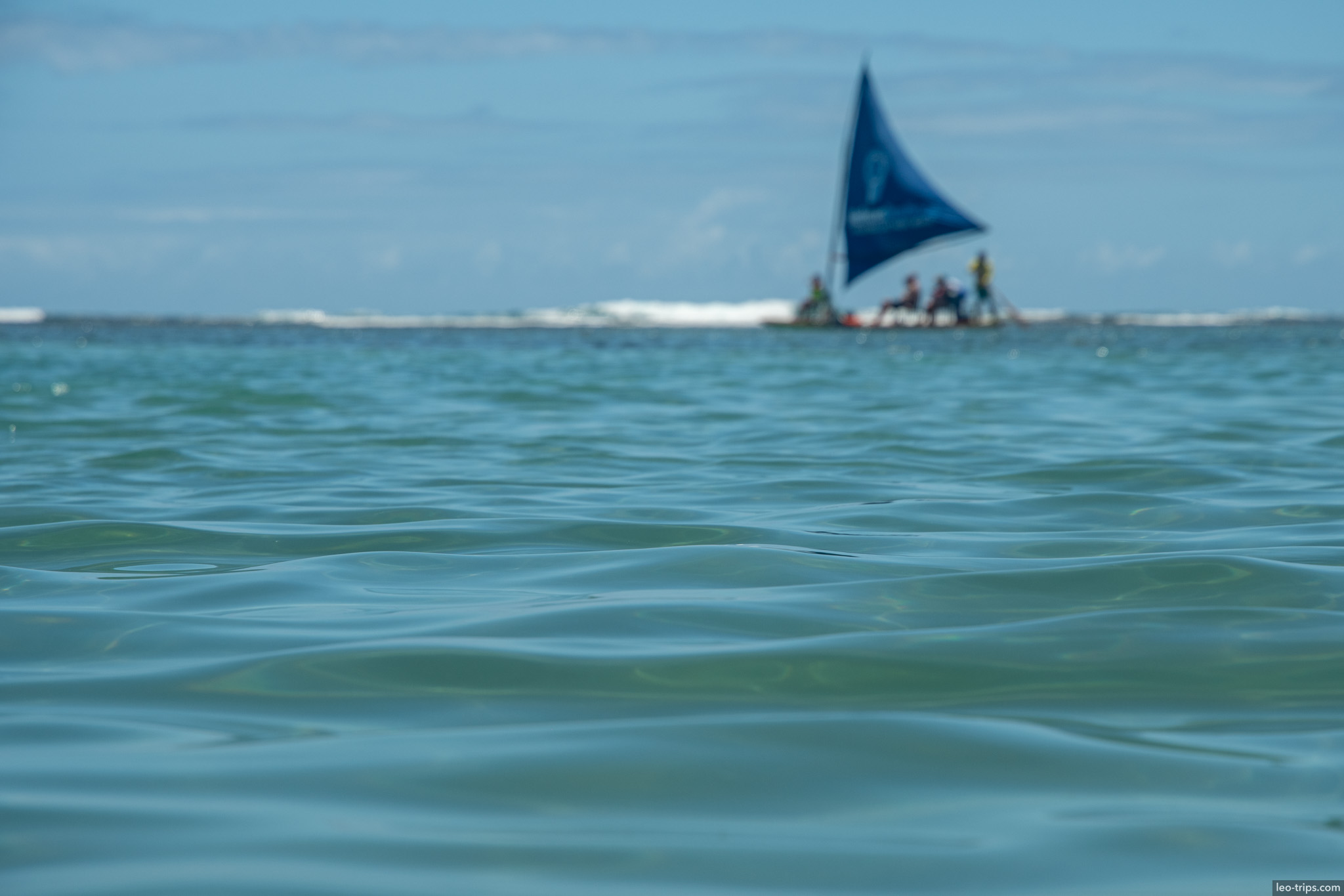 jangada blue sail out on the water porto de galinhas