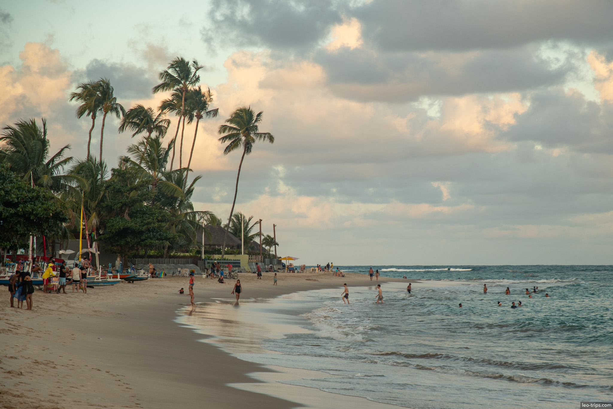 porto de galinhas beach swimmers at sunset porto de galinhas