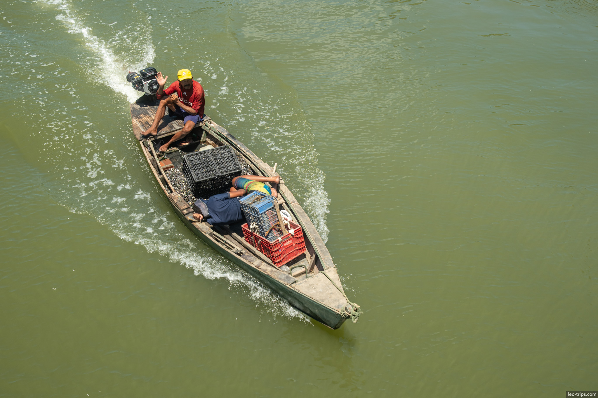 fishermen boat cargo capibaribe river aerial recife